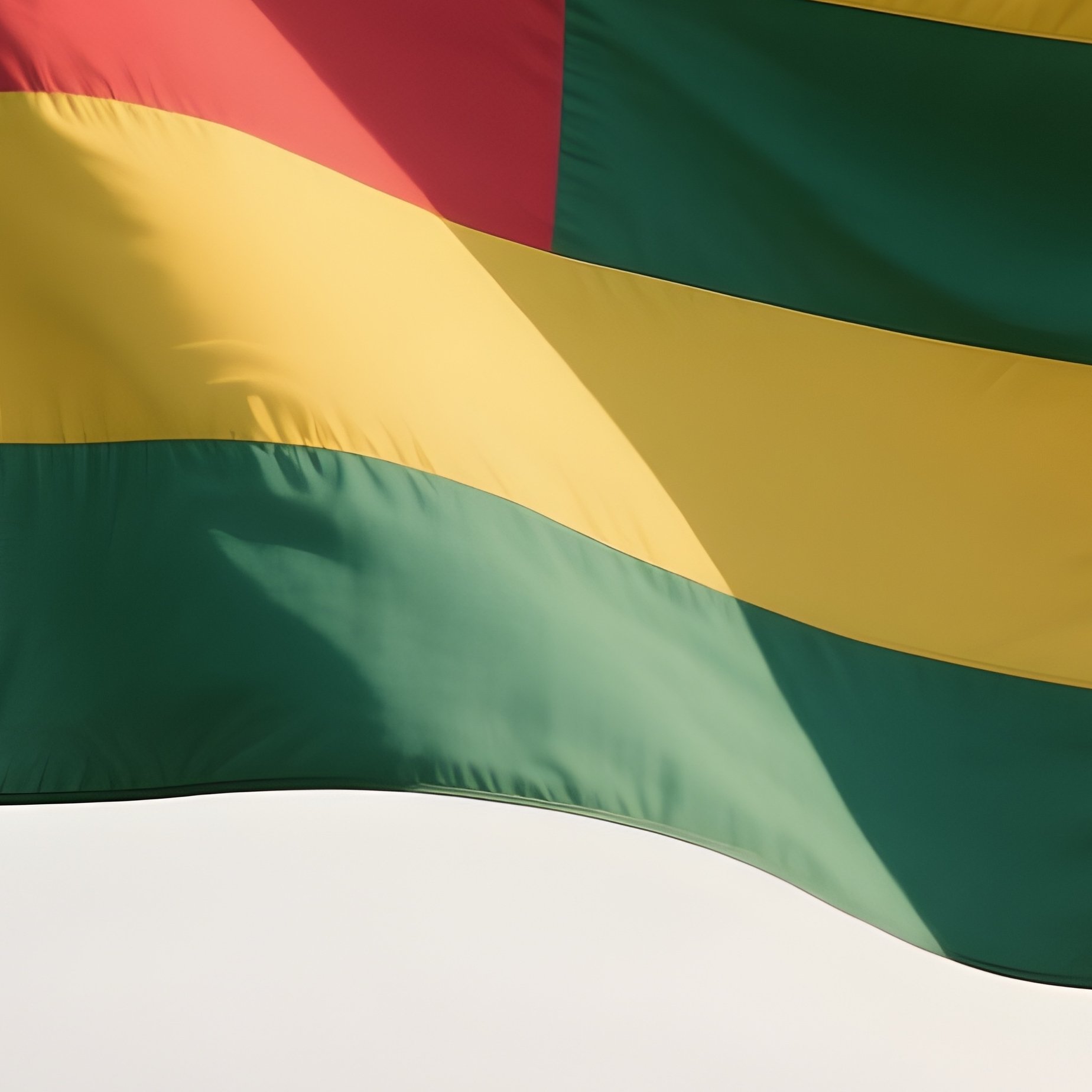 A Photorealistic Togolese Flag Fluttering Near Rolling Green Countryside. - Full Resolution Quality Preview