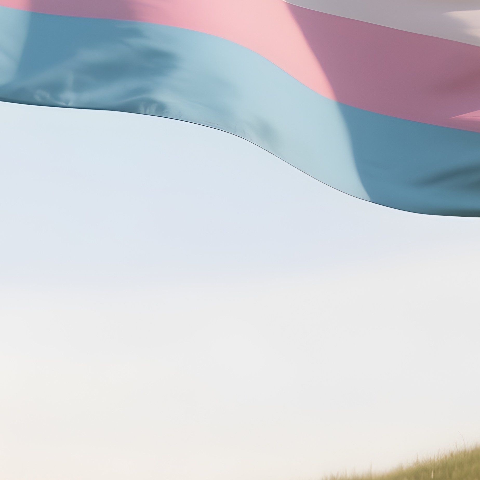 A Photorealistic Trigender Flag Waving Above A Grassy Hillside Viewpoint. - Full Resolution Quality Preview