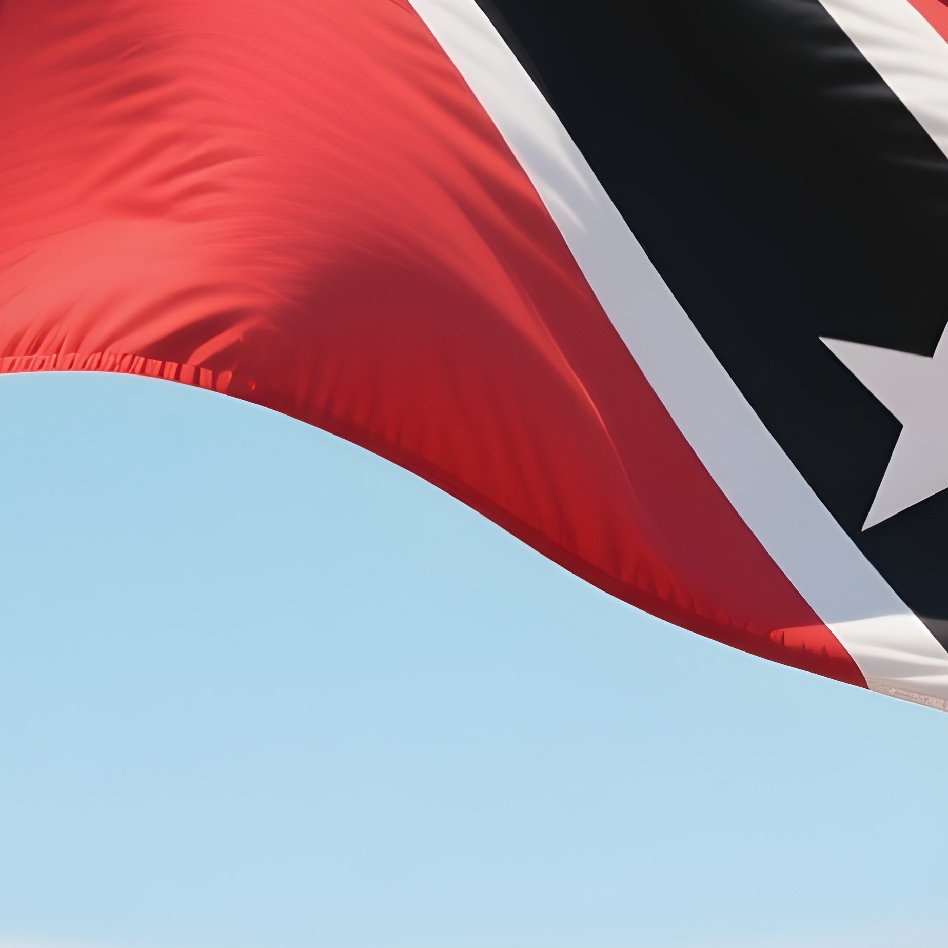 A Photorealistic Trinidad And Tobago Flag Fluttering Near A Tropical Harbor. - Full Resolution Quality Preview