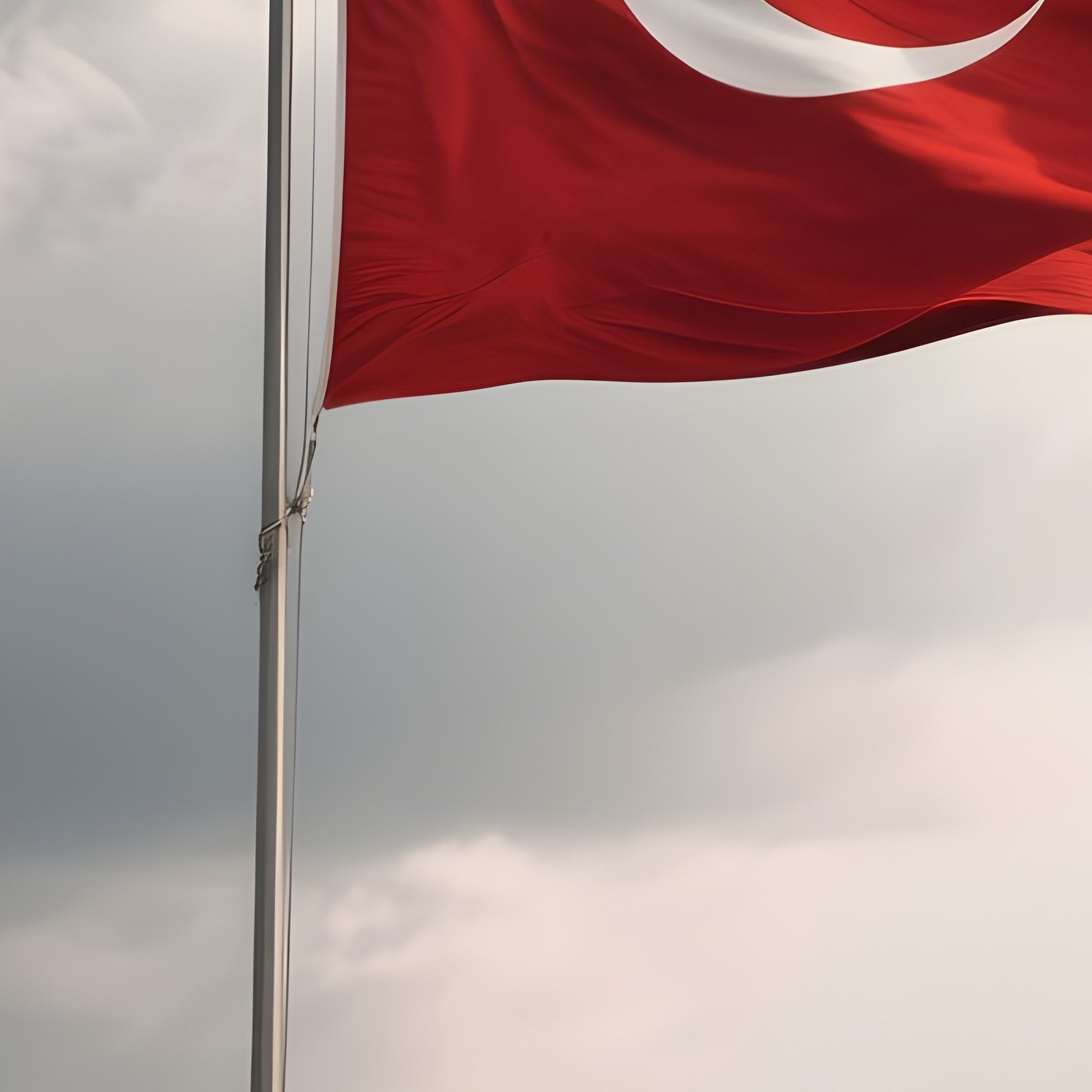 A Photorealistic Turkish Flag Waving At The Edge Of A Hilltop Fortress With Dramatic Clouds. - Full Resolution Quality Preview