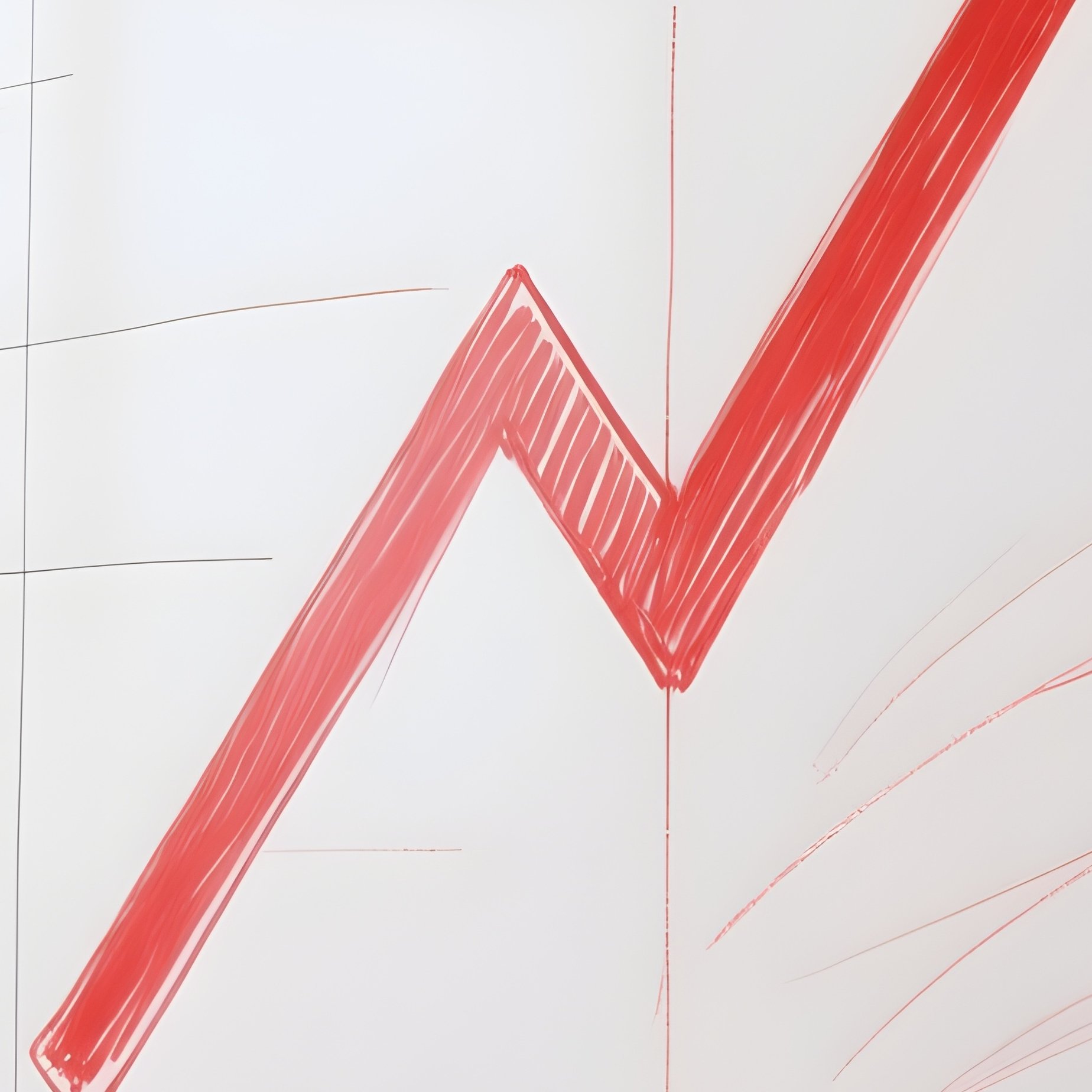 A Photorealistic Whiteboard With A Freshly Drawn Red Upward Arrow And Faint Erased Planning Lines In A Bright Glass Walled Office. - Full Resolution Quality Preview