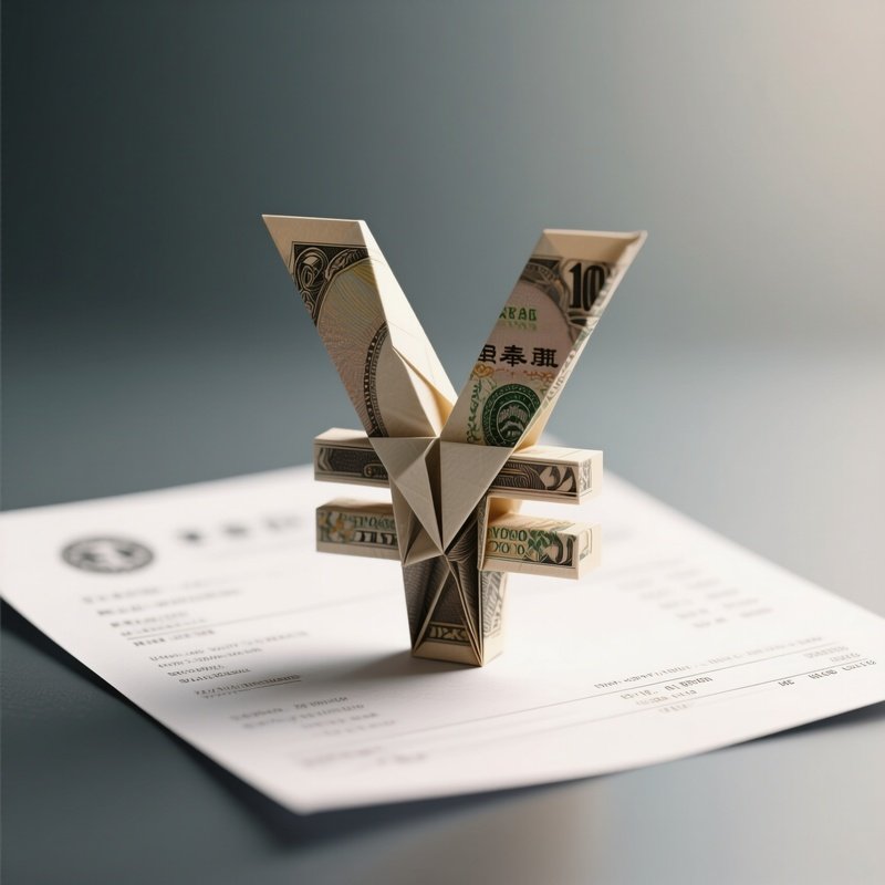 A Photorealistic Yen Symbol Folded Into Origami From A Paper Bank Statement.