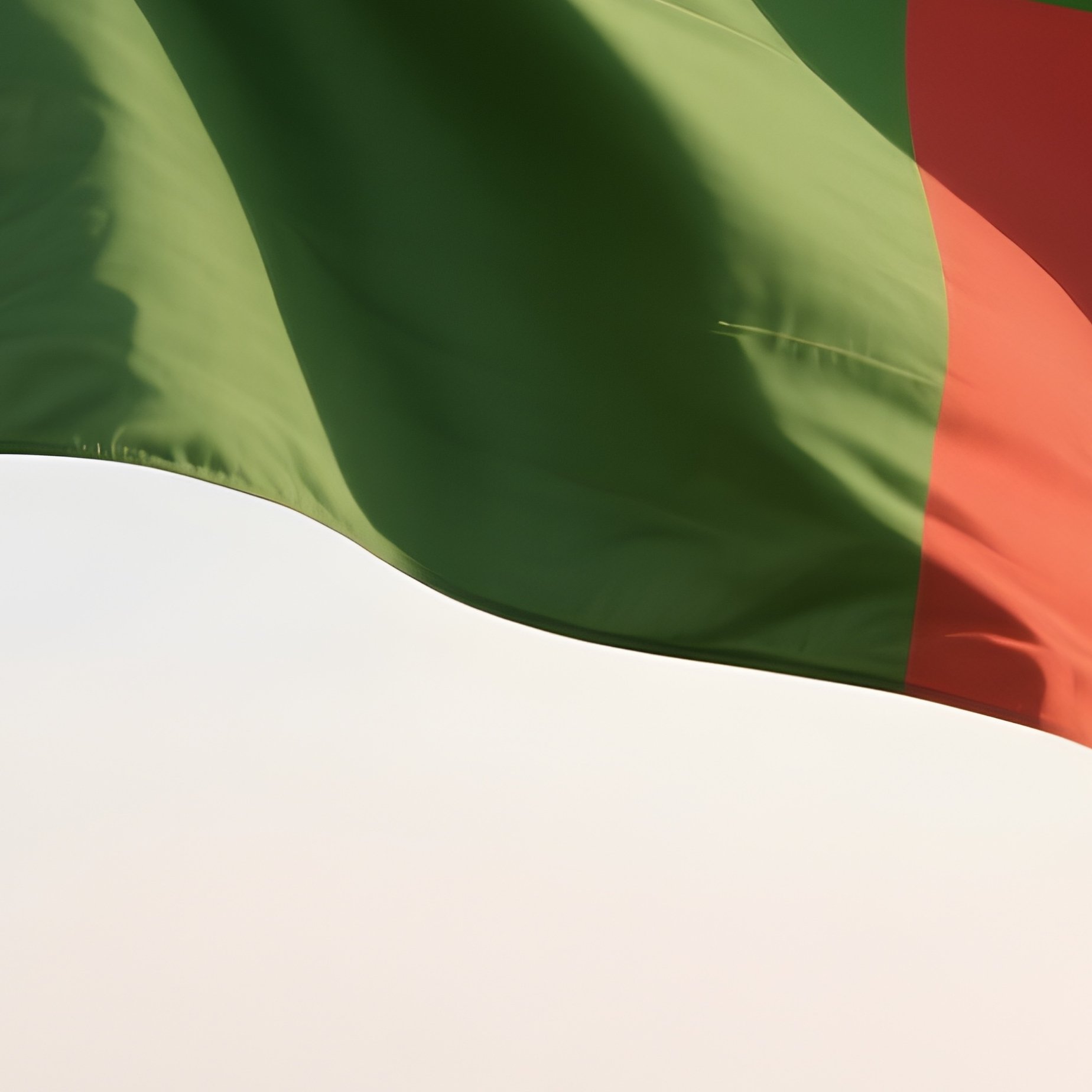 A Photorealistic Zambian Flag Fluttering Above Grasslands With Distant Trees. - Full Resolution Quality Preview