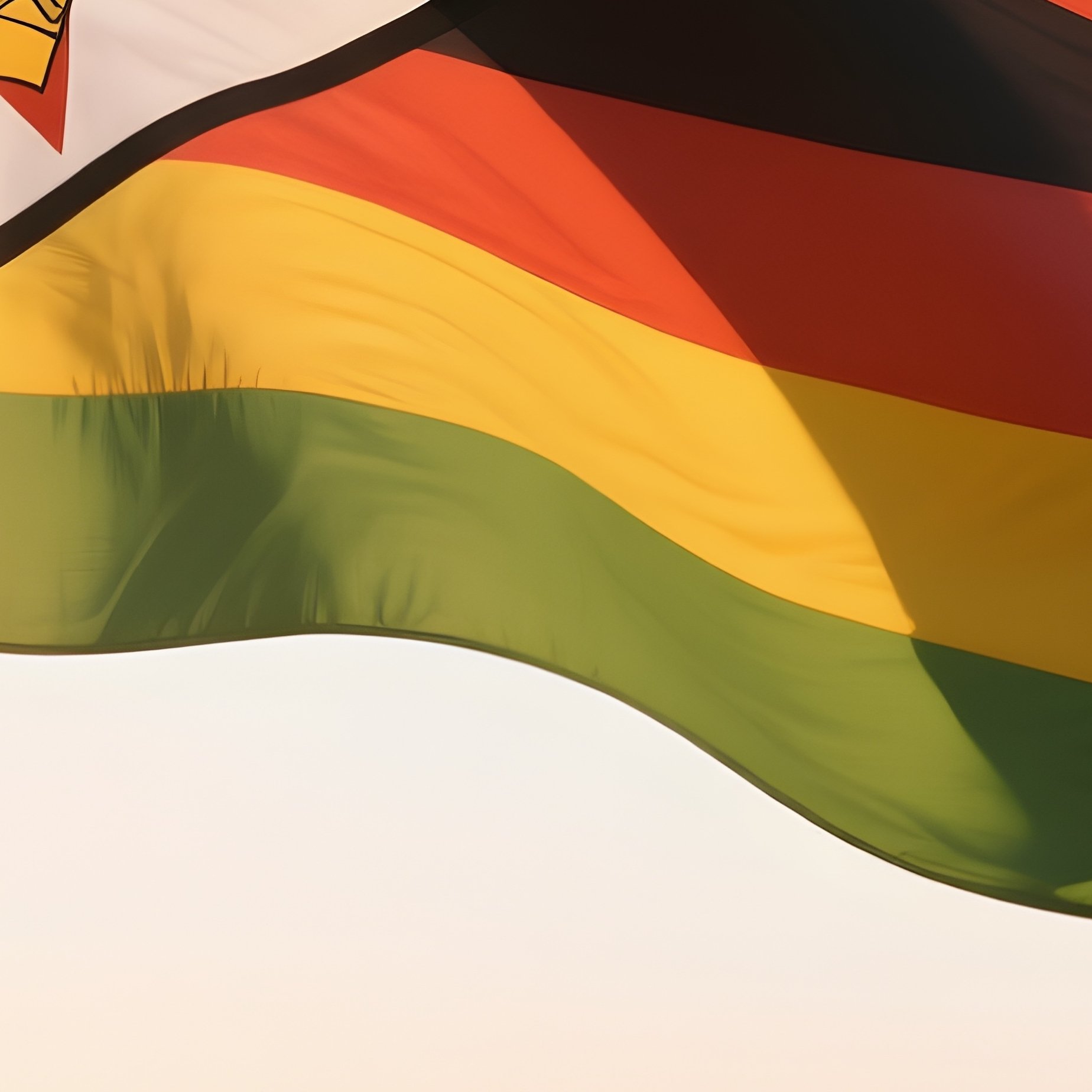 A Photorealistic Zimbabwean Flag Waving Beside A Sunlit Hillside Plateau. - Full Resolution Quality Preview