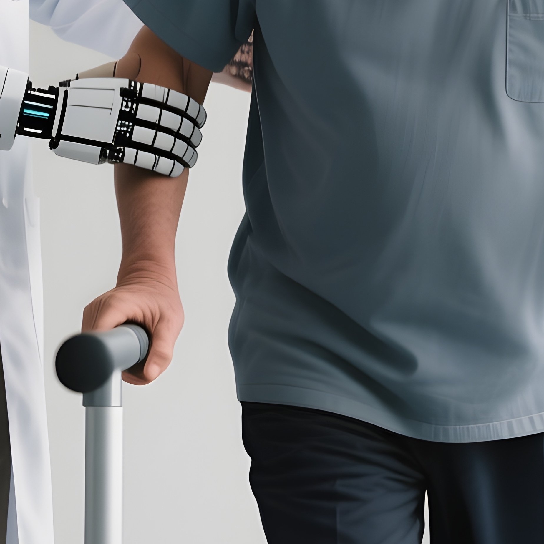 A Physiotherapist Helping A Patient Walk With Support Bars - Full Resolution Quality Preview