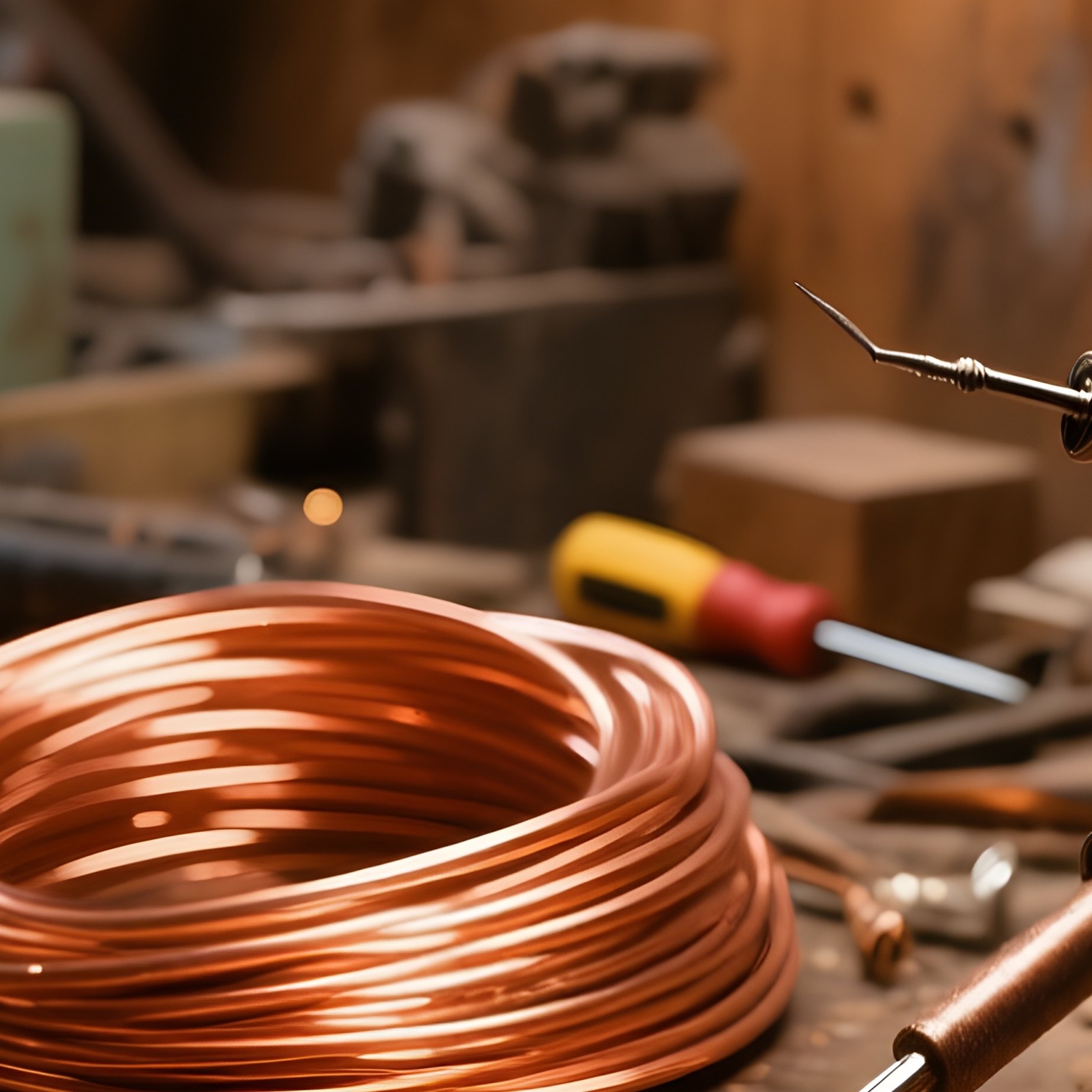 A Pile Of Copper Wires And Tools - Full Resolution Quality Preview