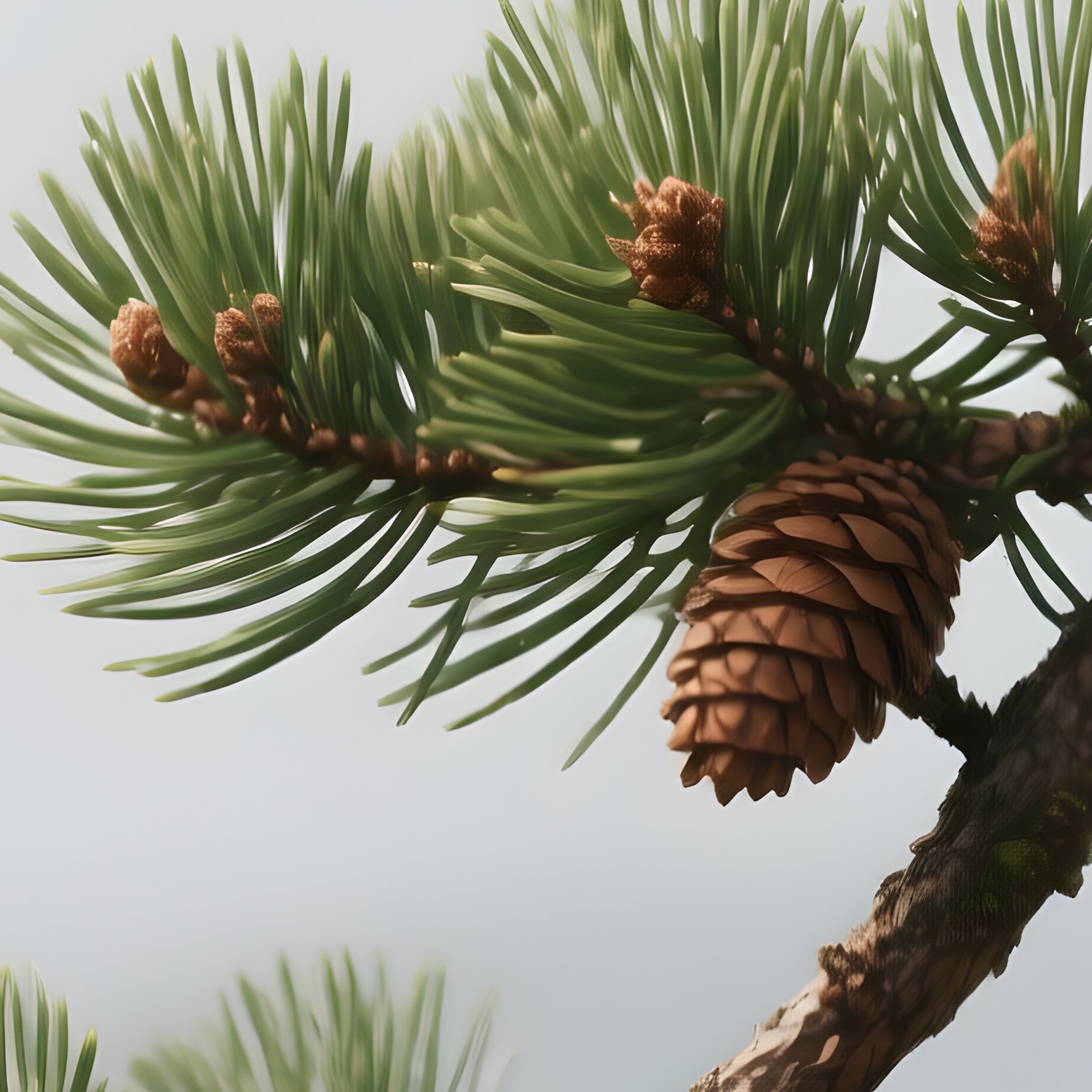 A Pine Tree Branch With Flying Birds Nature Pine Tree - Full Resolution Quality Preview