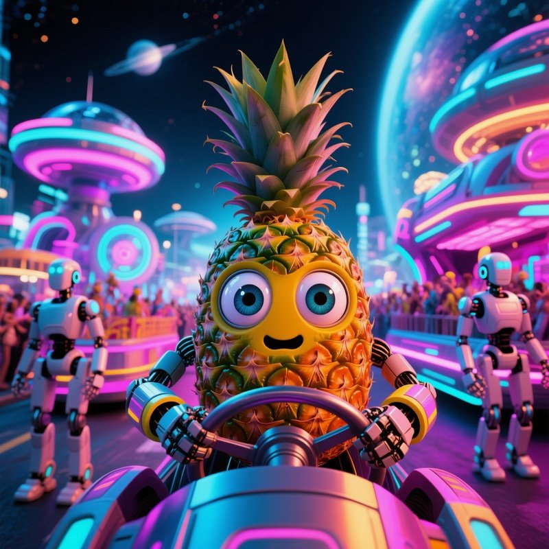 A Pineapple With Googly Eyes Leading A Parade Science Fiction