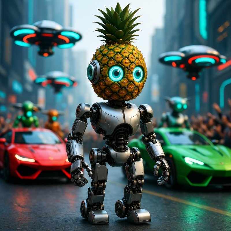 A Pineapple With Googly Eyes Leading A Parade
