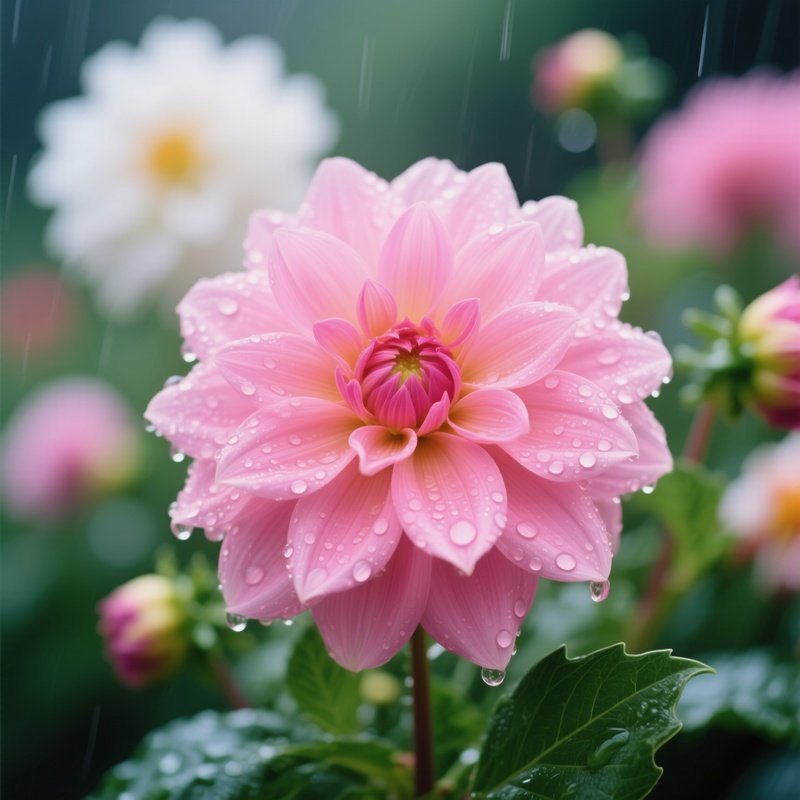 A Pink Dahlia Flower In A Garden Setting Dahlia Flower