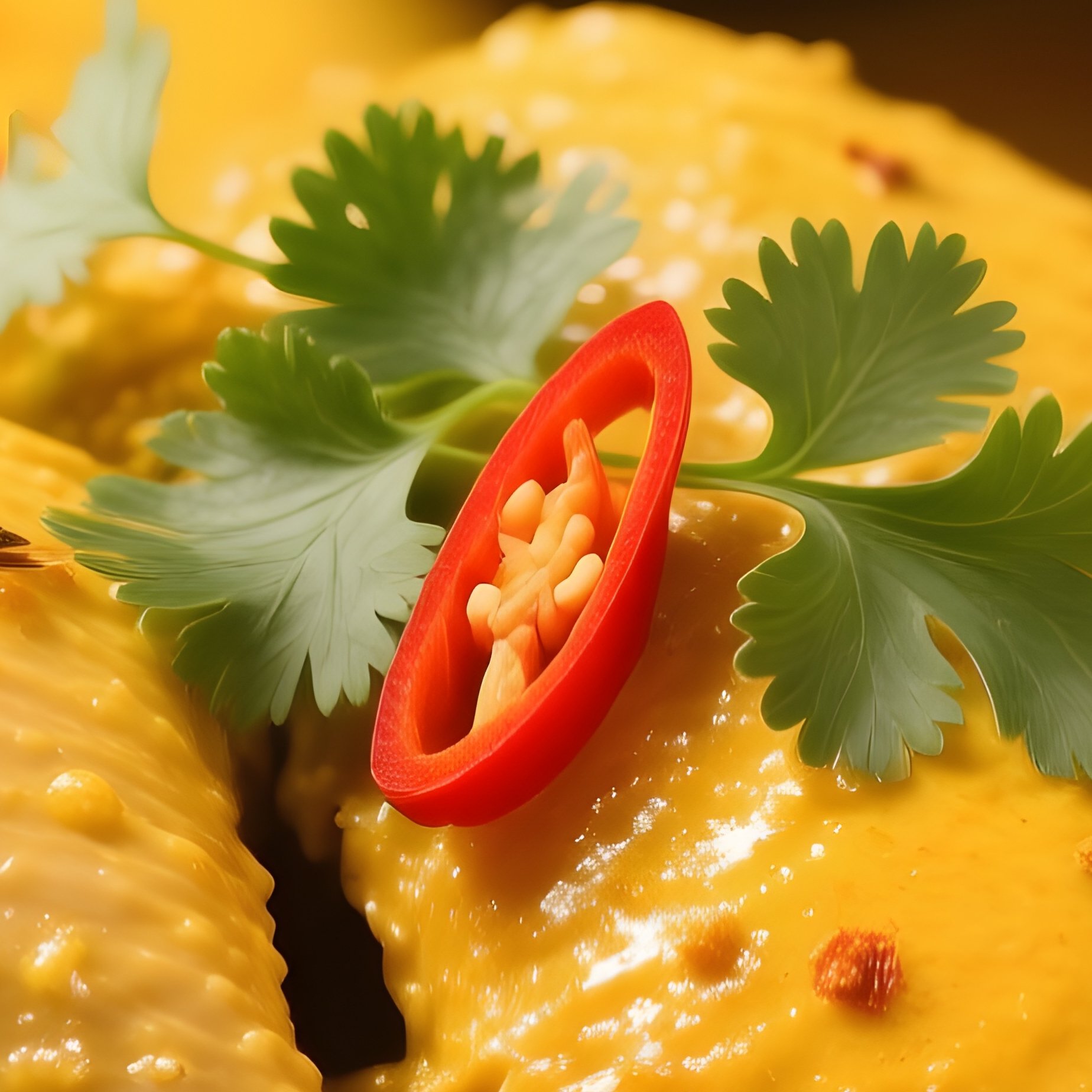 A Plate Of Lawang Chicken Dish Cooked In Turmeric And Yogurt Based Sauce - Full Resolution Quality Preview