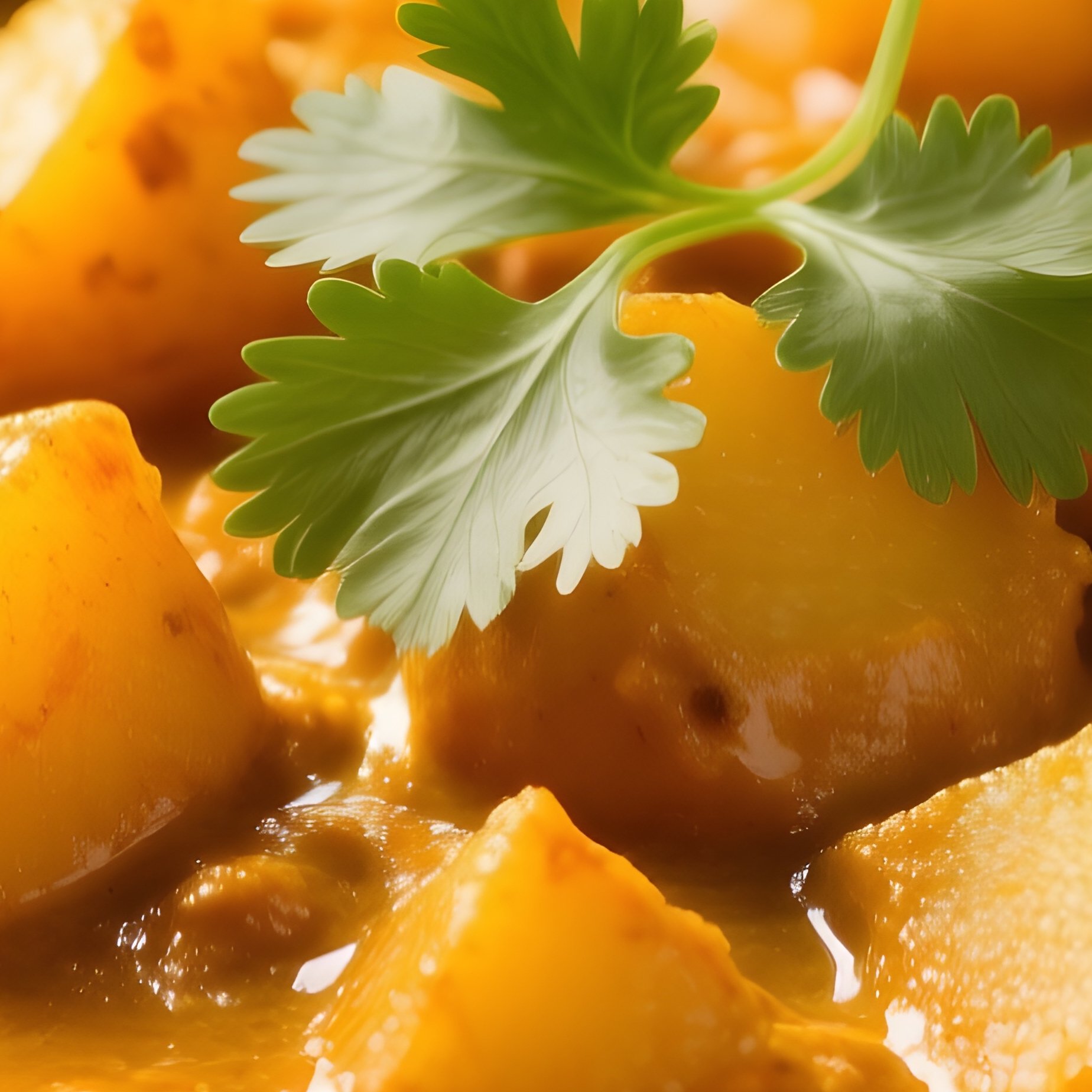 A Plate Of Qorma E Kachaloo Potato Curry With Turmeric Sauce - Full Resolution Quality Preview