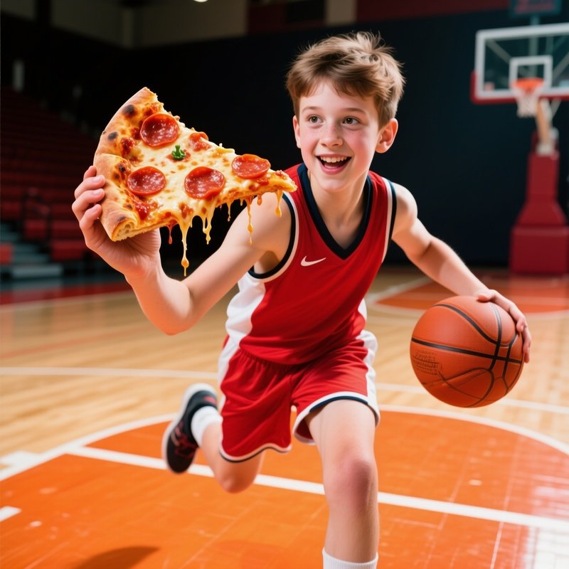 A Player Holding Pepperoni Pizza And Playing