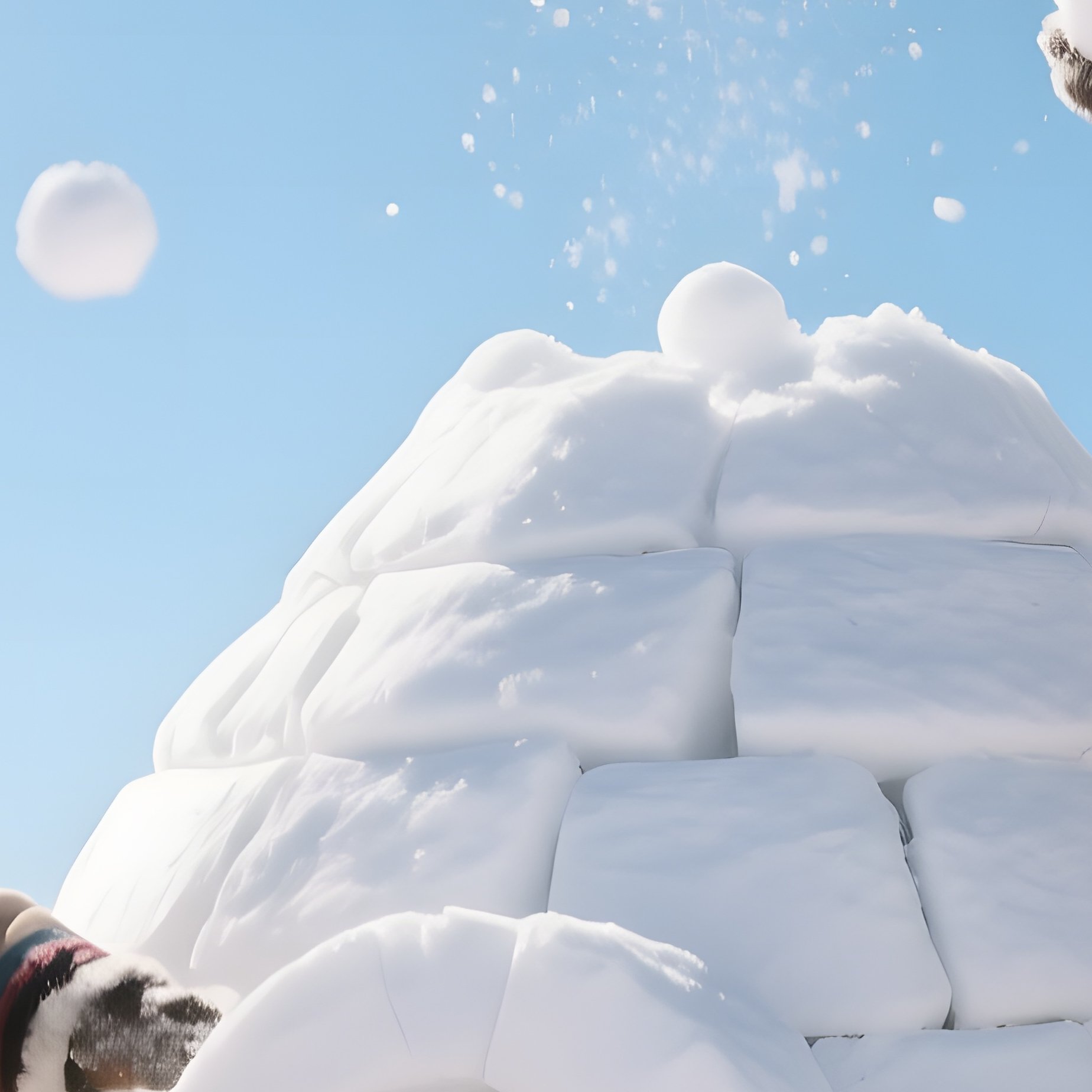 A Playful Scene Of Inuit Children Building A Miniature Igloo On A Snowy Hill, Their Laughter - Full Resolution Quality Preview