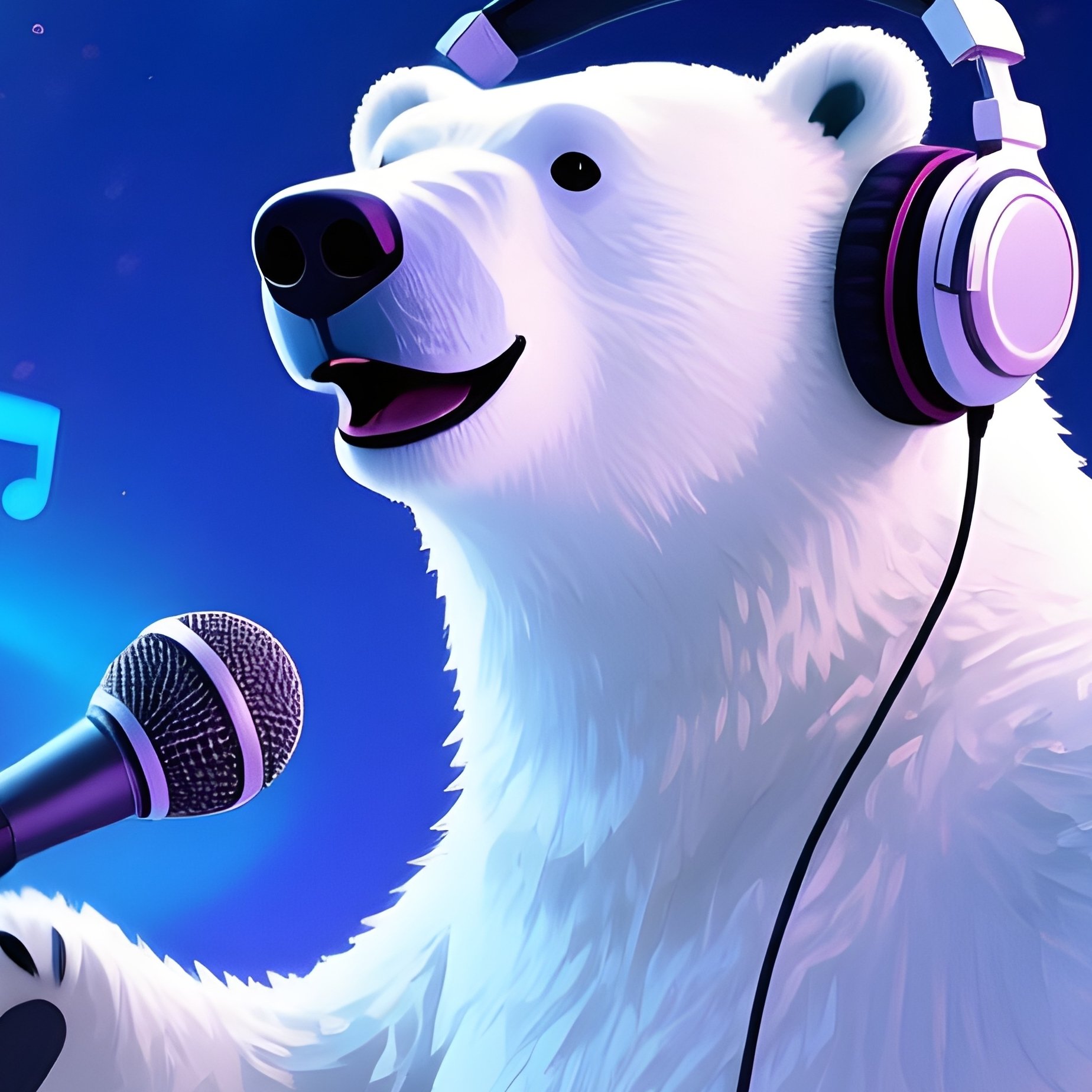 A Polar Bear Dj Under Northern Lights - Full Resolution Quality Preview