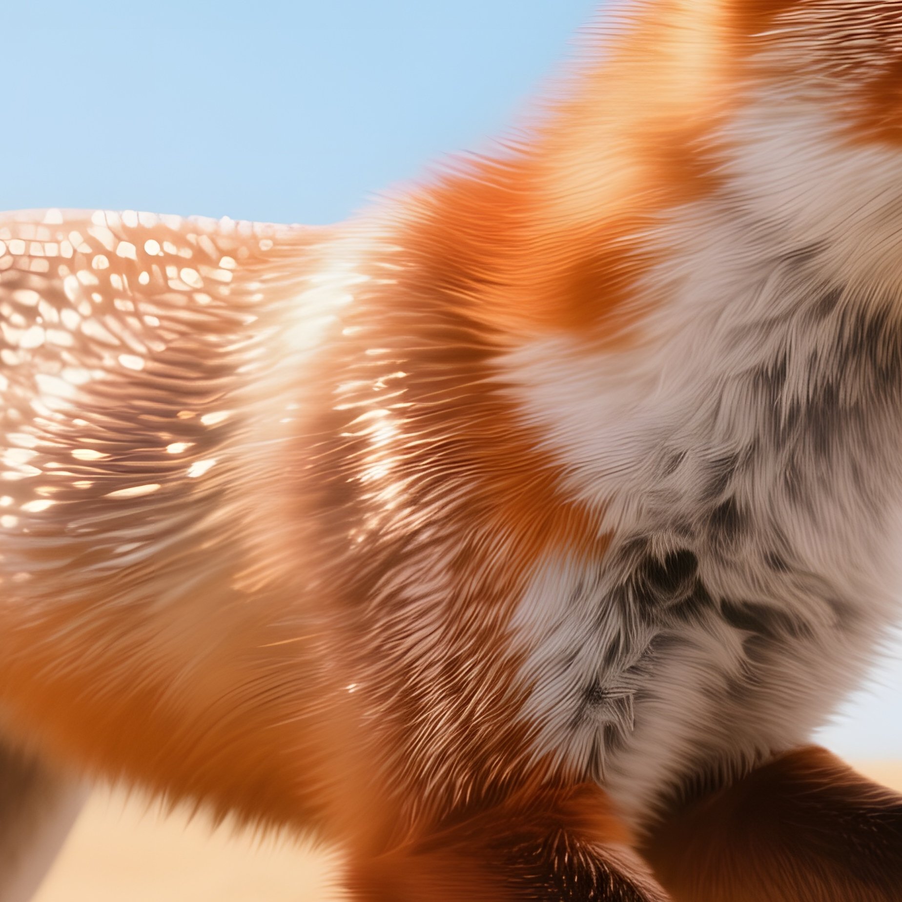 A Polished Copper Fox Darting Through A Field Of Tall Golden Wheat Under A Bright Summer Sky, Sun - Full Resolution Quality Preview