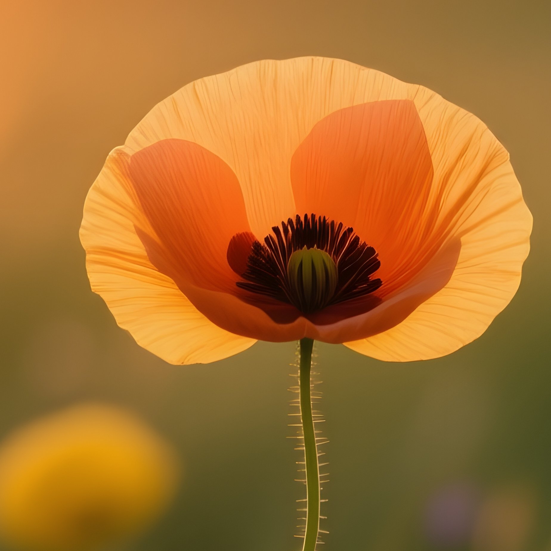 A Poppy Flower In A Field Sunset Nature - Full Resolution Quality Preview