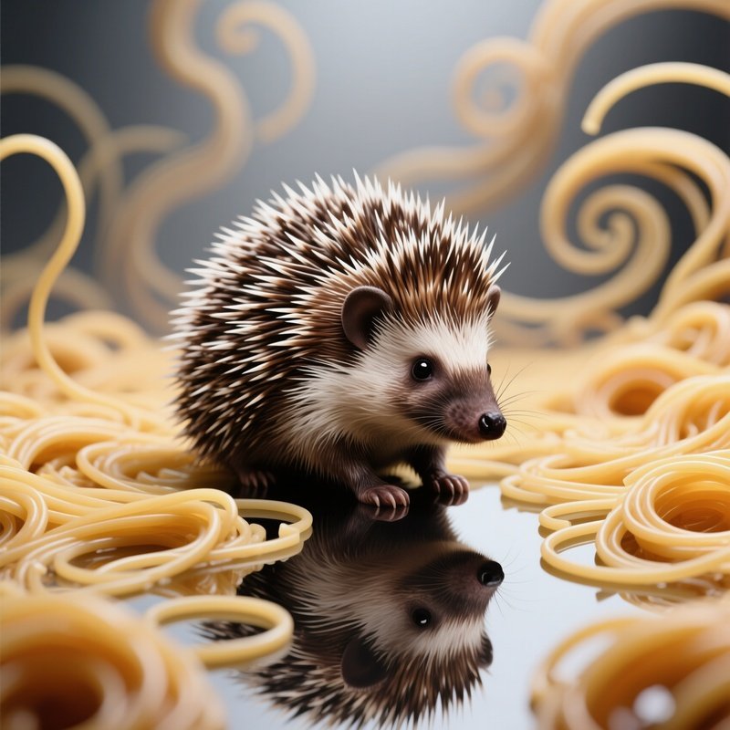 A Porcupine Self Portrait With Spaghetti