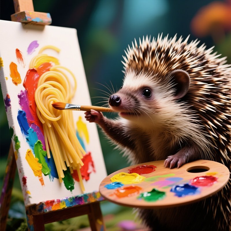 A Porcupine Self Portraits With Spaghetti Painting