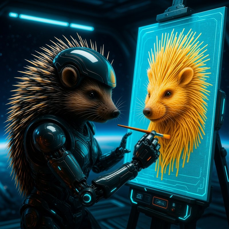 A Porcupine Self Portraits With Spaghetti Science Fiction