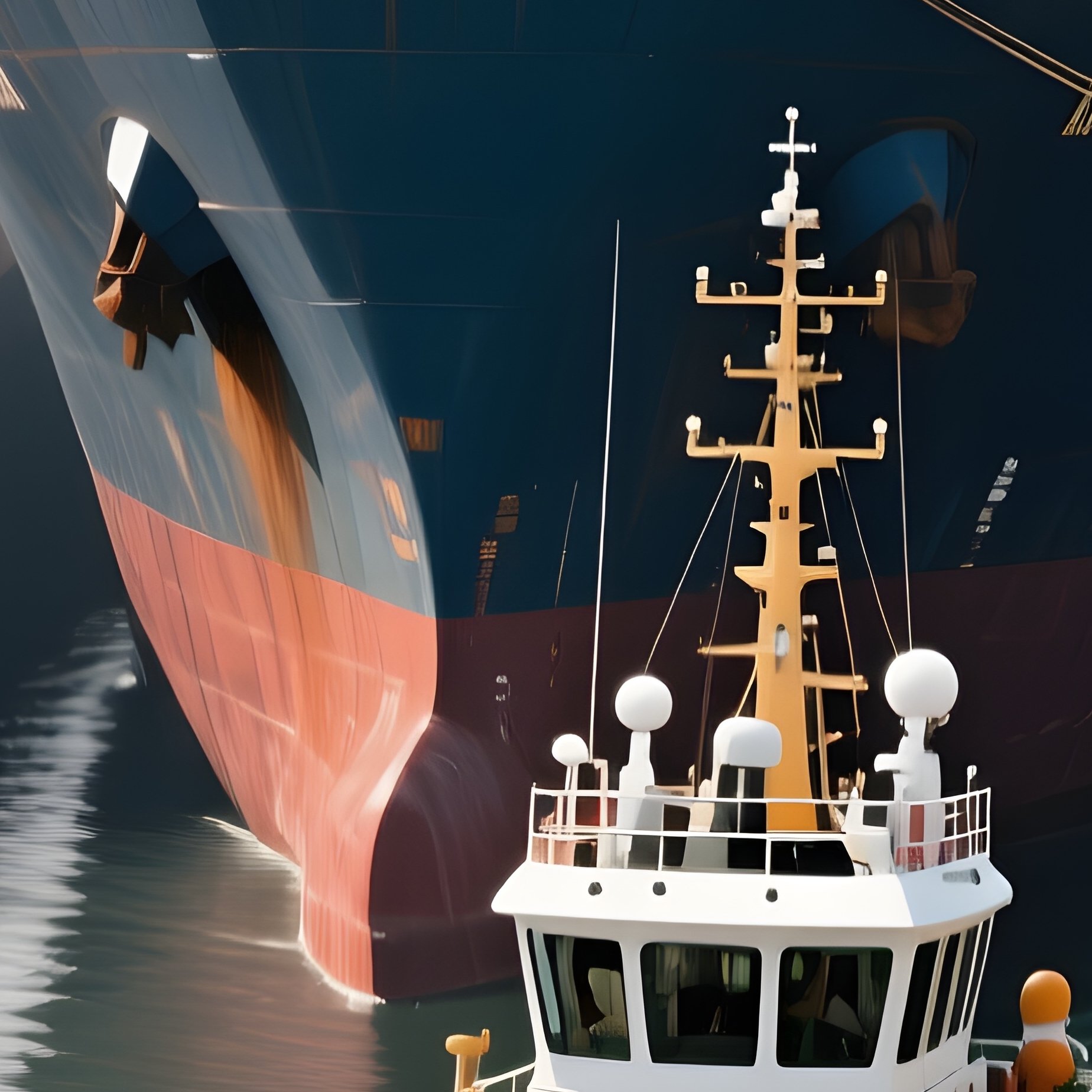 A Port Tug Turning A Heavy Cargo Ship Inside A Tight Harbor Basin - Full Resolution Quality Preview