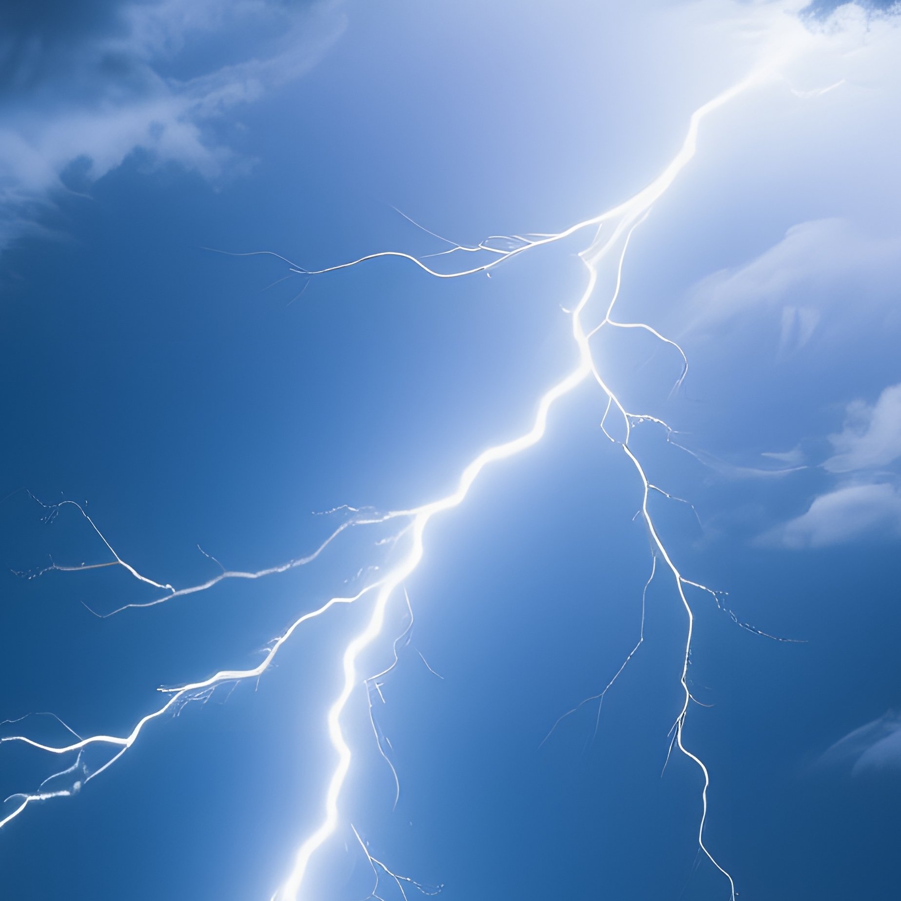 A Powerful Lightning Bolt Striking Through A Stormy Night Sky - Full Resolution Quality Preview