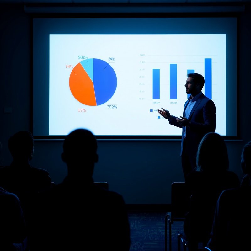 A Presenter Giving A Presentation On Market Share Presentation