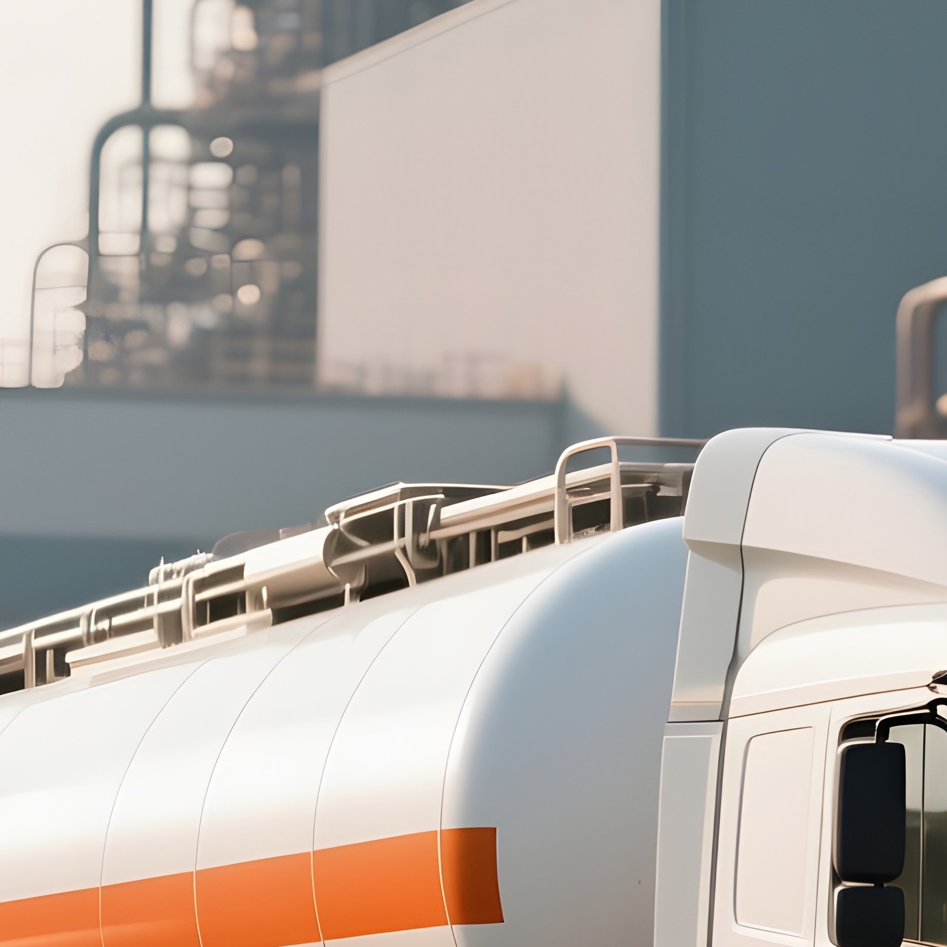 A Pressurized Gas Tanker Truck Approaching An Industrial Plant - Full Resolution Quality Preview