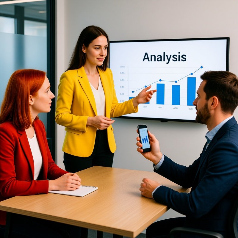 A Professional Meeting Or Presentation In An Office Setting