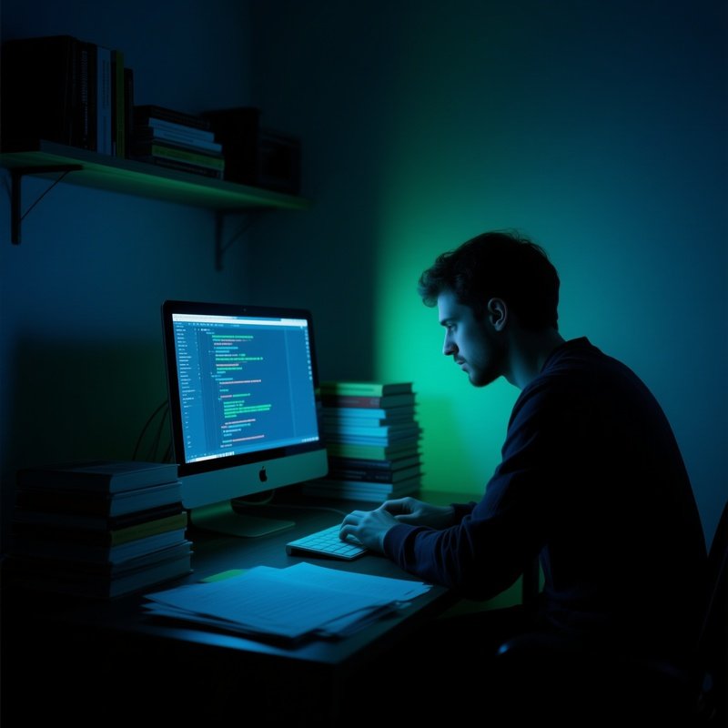 A Programmer Coding At Night