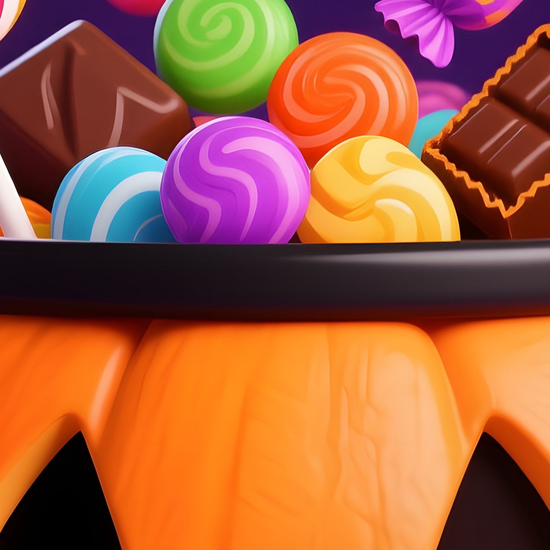 A Pumpkin Shaped Bucket Filled With Candies Halloween Pumpkin - Full Resolution Quality Preview