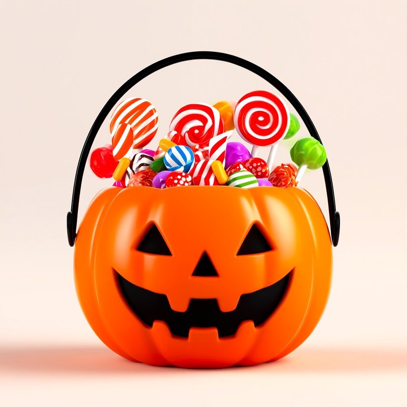 A Pumpkin Shaped Bucket Filled With Candies Halloween Candies