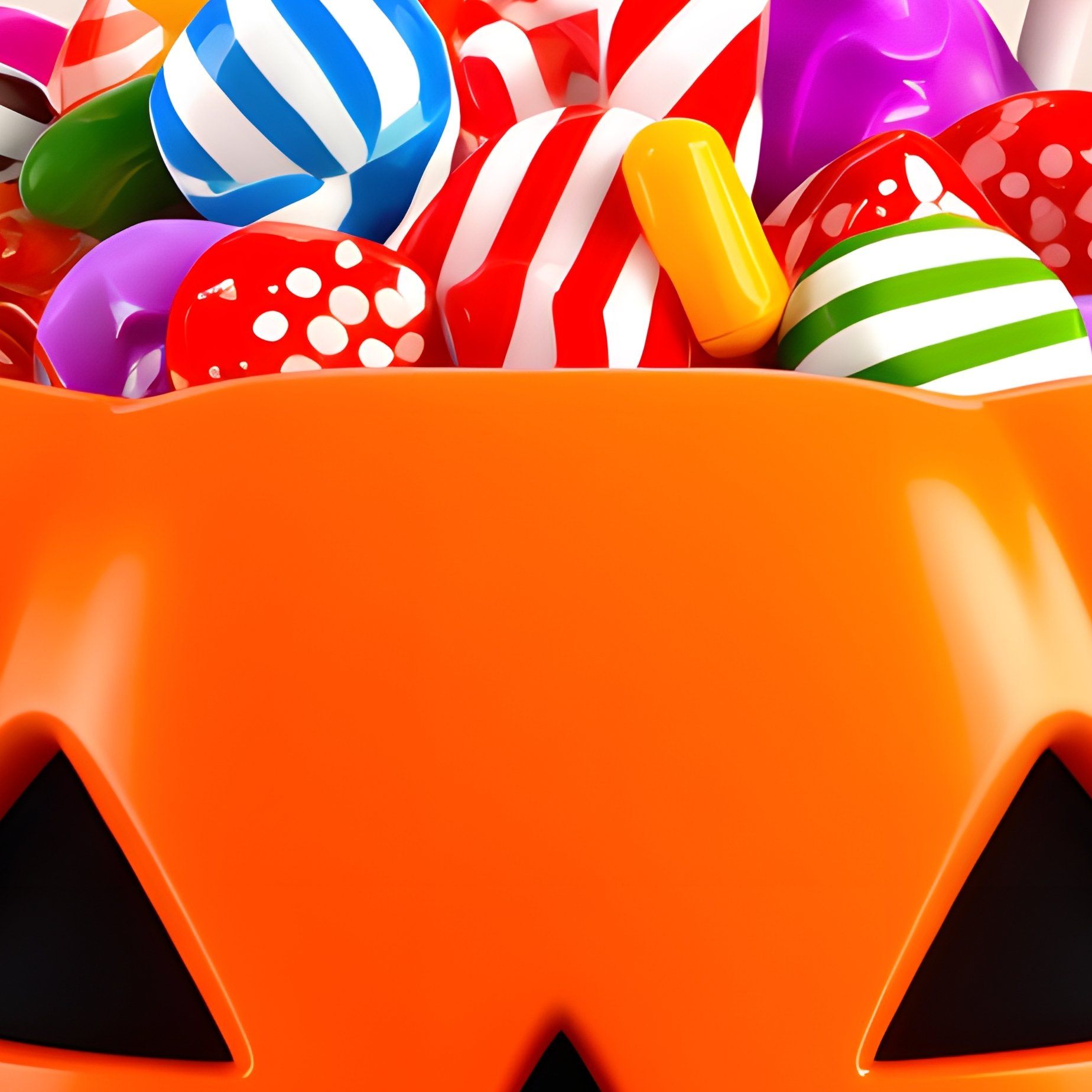 A Pumpkin Shaped Bucket Filled With Candies Halloween Candies - Full Resolution Quality Preview