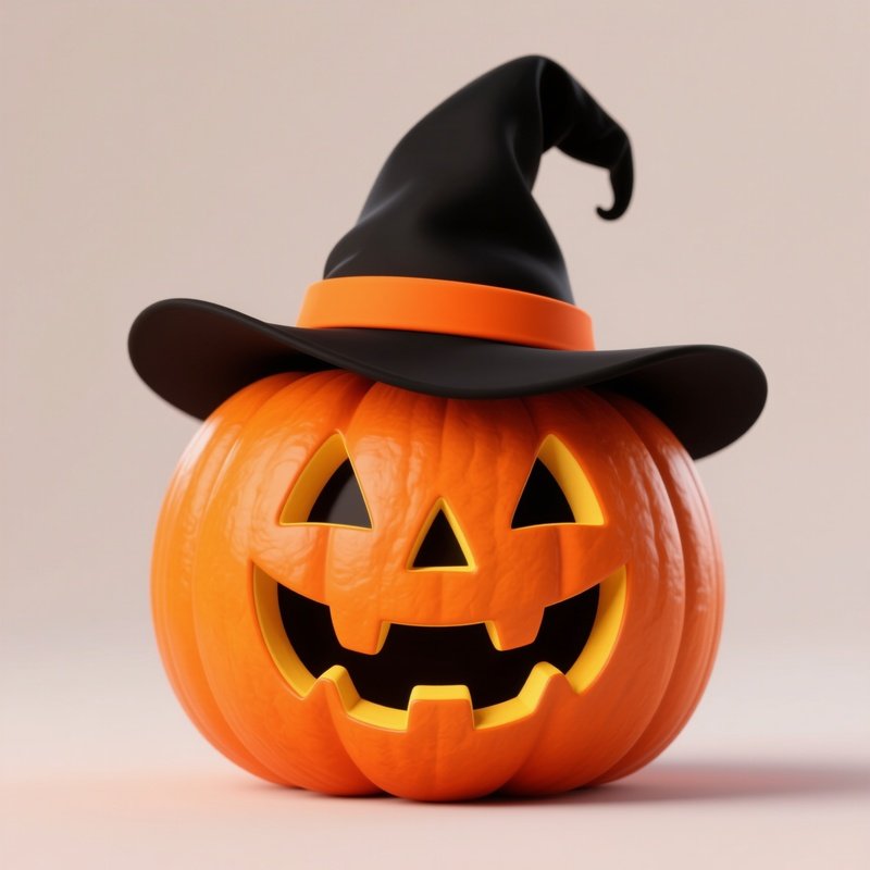 A Pumpkin Wearing A Witchs Hat Halloween Pumpkin