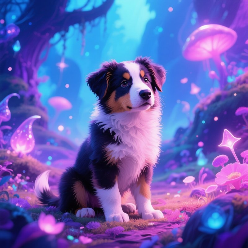 A Puppy Australian Shepherd Digital Art