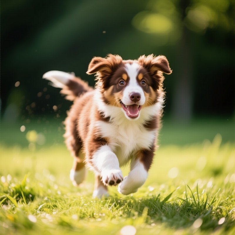 A Puppy Australian Shepherd Playing Outdoors