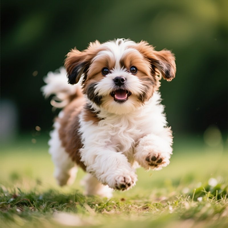 A Puppy Lhasa Apso Playing Outdoors