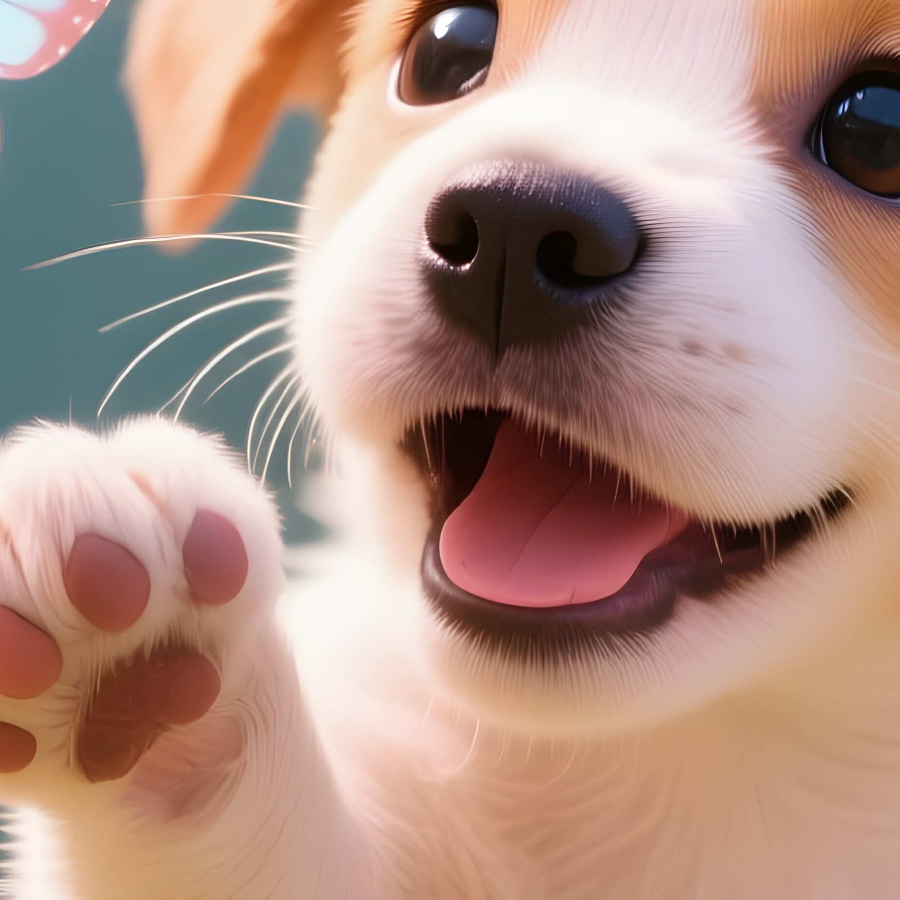 A Puppy Taking Selfies With Butterflies - Full Resolution Quality Preview