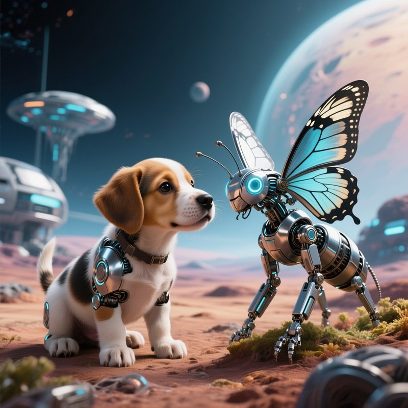 A Puppy Taking Selfies With Butterflies Science Fiction