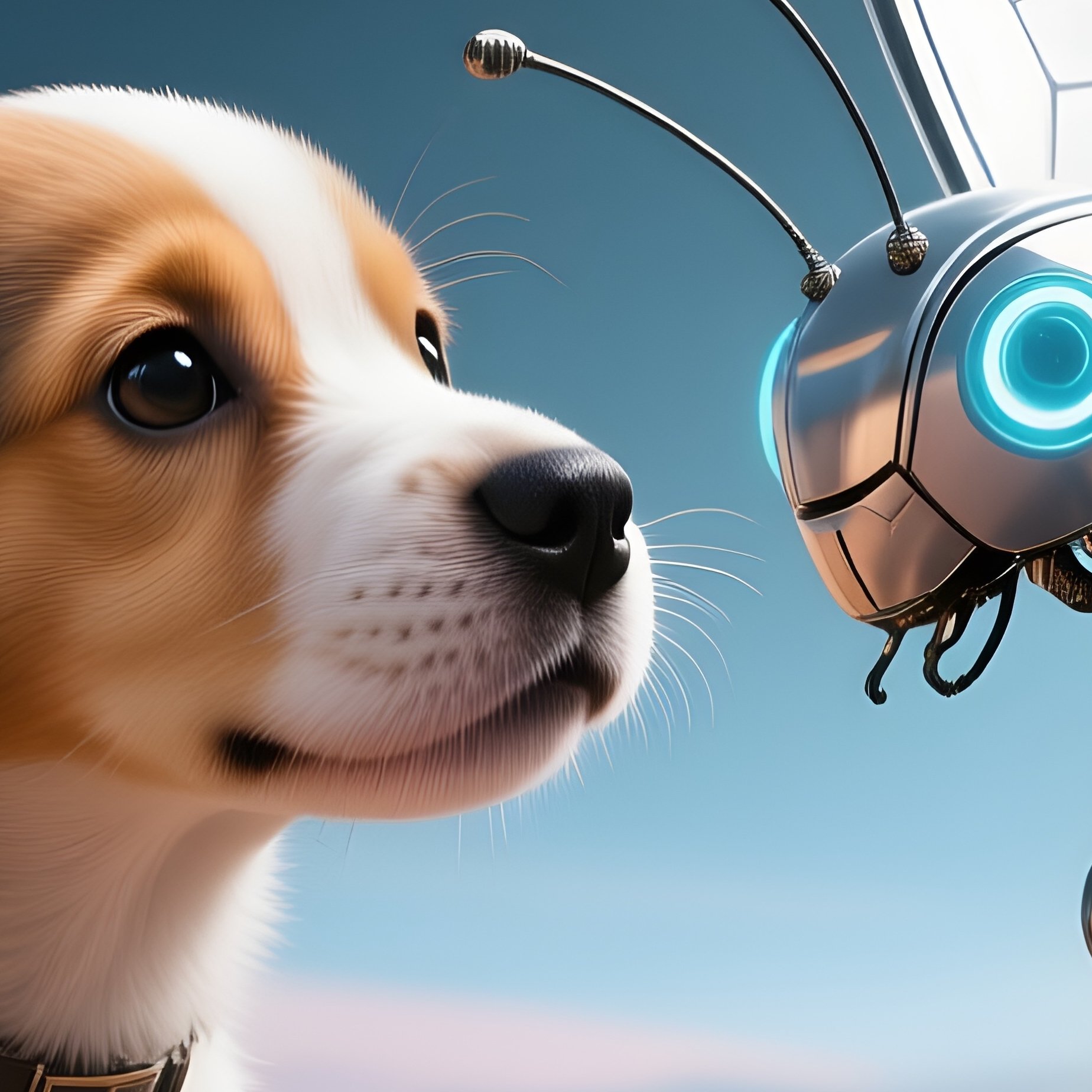 A Puppy Taking Selfies With Butterflies Science Fiction - Full Resolution Quality Preview