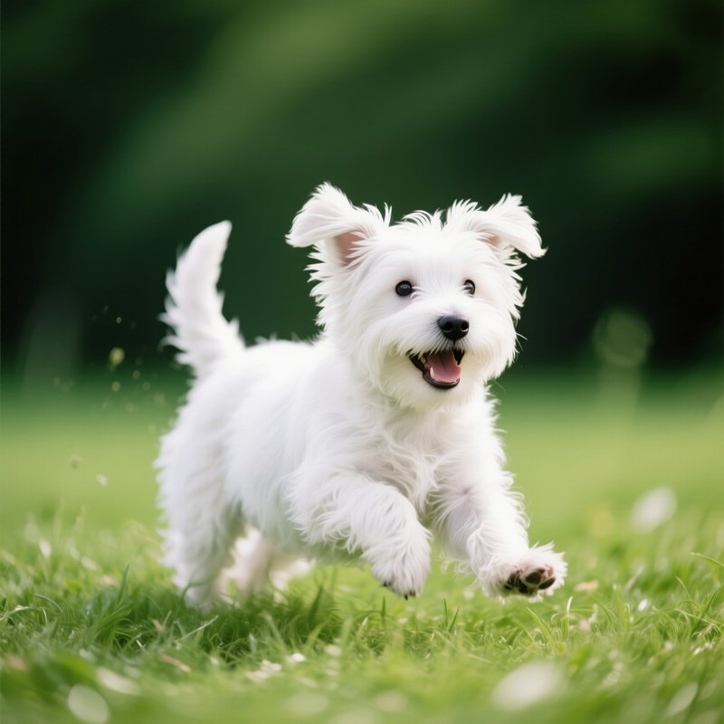 A Puppy West Highland White Terrier Playing Outside