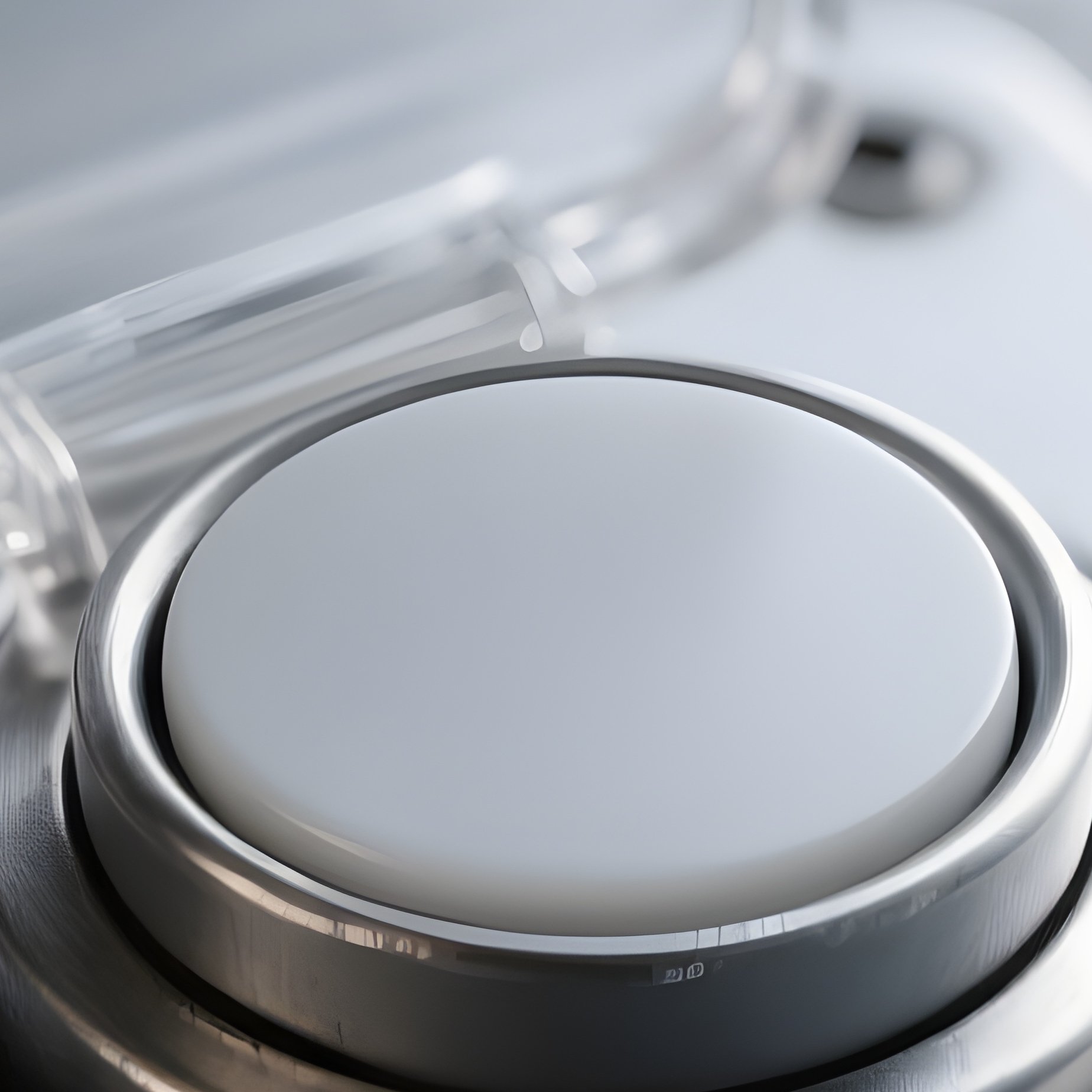 A Push Button Recessed Into A Metal Housing Protected By A Clear Unlabelled Flip Up Cover - Full Resolution Quality Preview