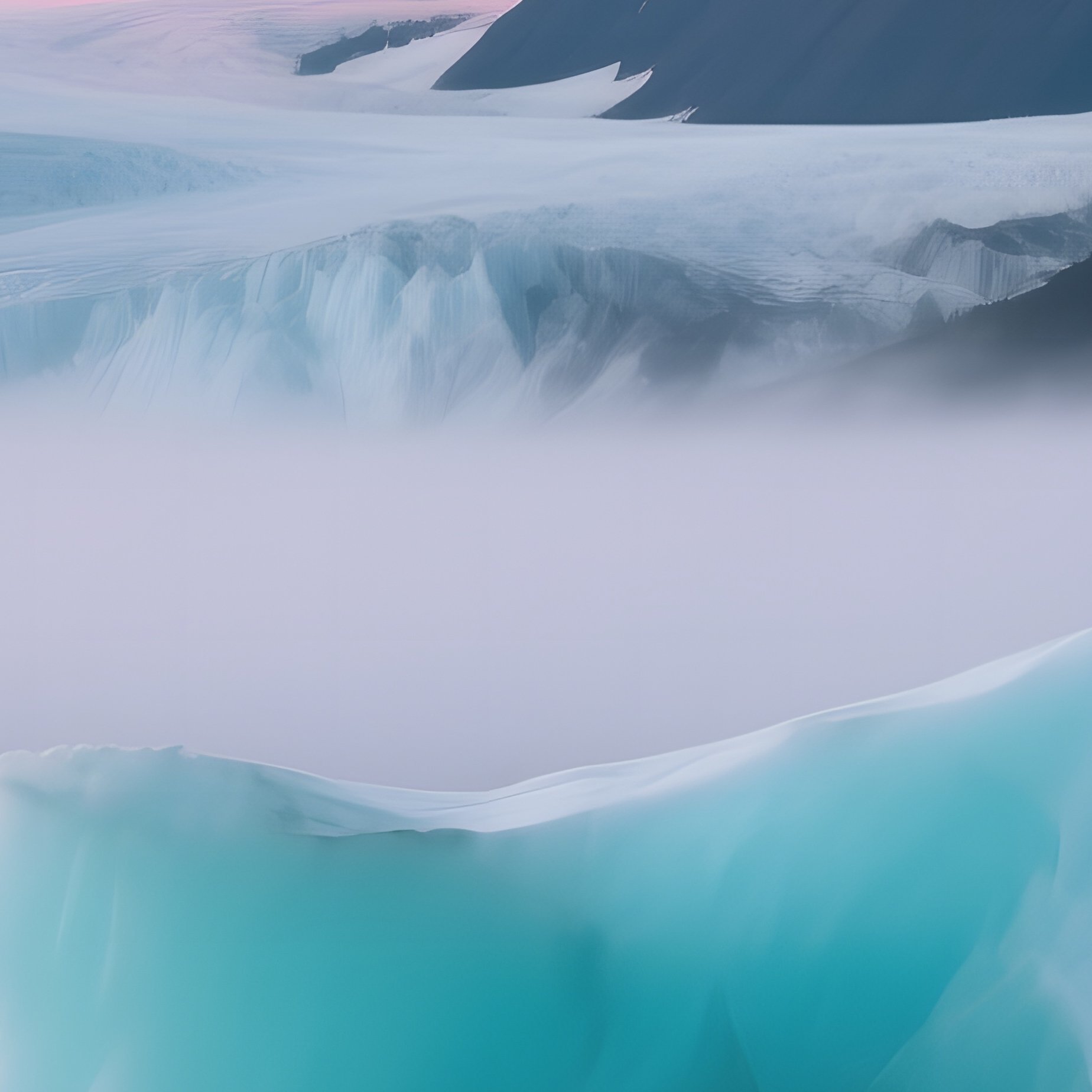 A Quiet Alaskan Glacier Lagoon At Sunrise, Turquoise Icebergs Floating, Mist Rising From Cold - Full Resolution Quality Preview
