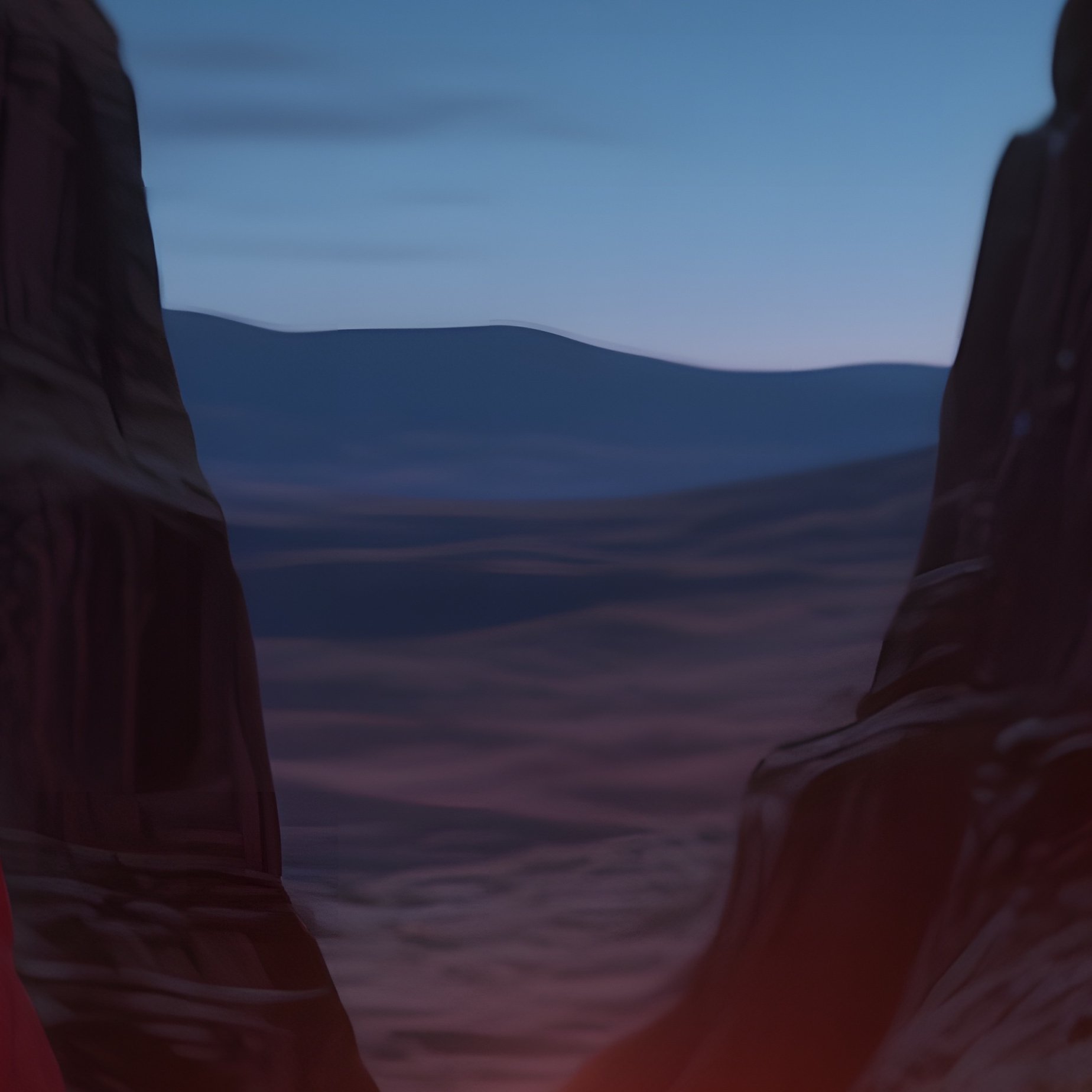 A Quiet Desert Canyon Illuminated By A Single Campfire, Orange Flames Casting Warm Circles Of Light - Full Resolution Quality Preview