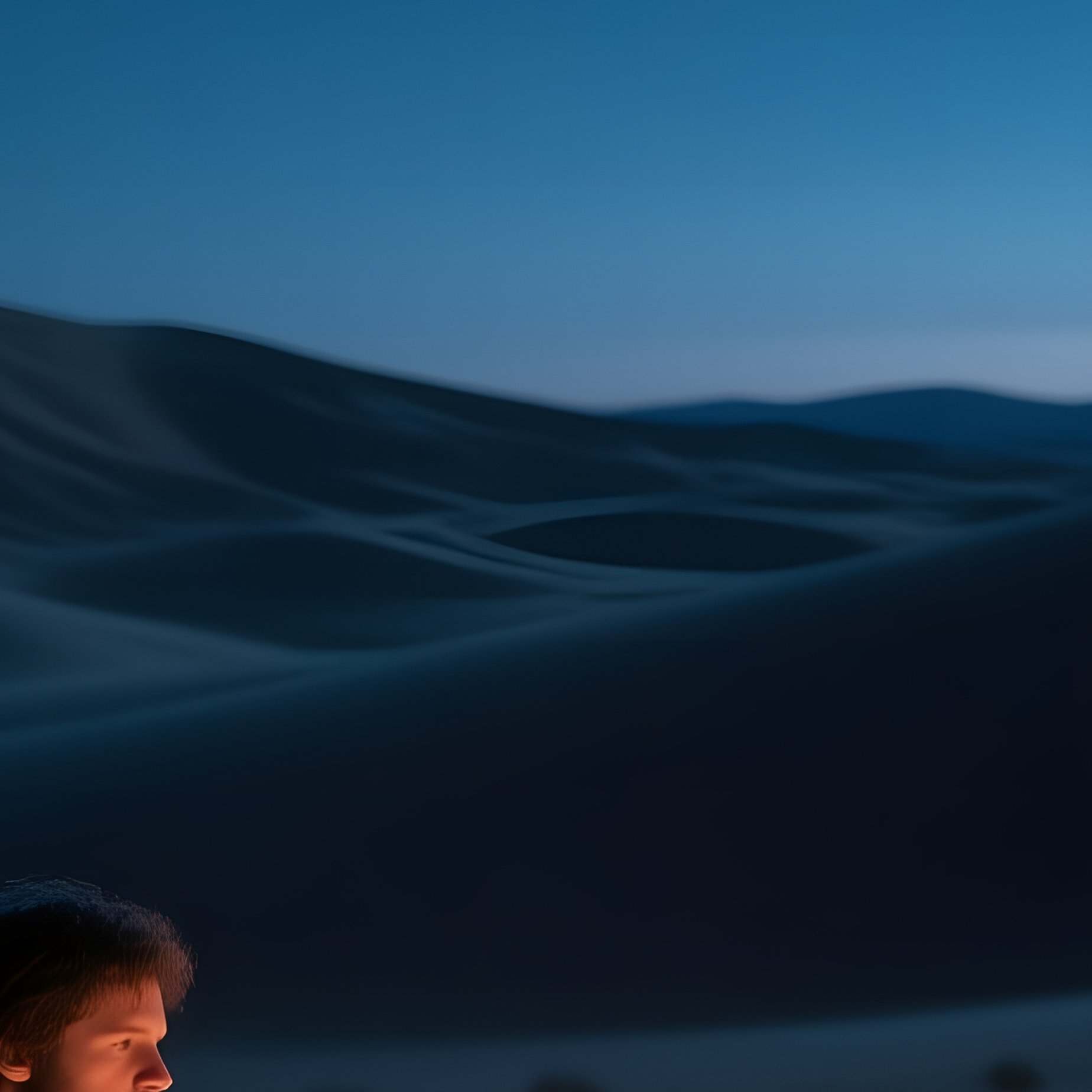 A Quiet Desert Caravan Camp At Night, A Naked Traveler Sitting By A Small Fire, Stars Blazing - Full Resolution Quality Preview