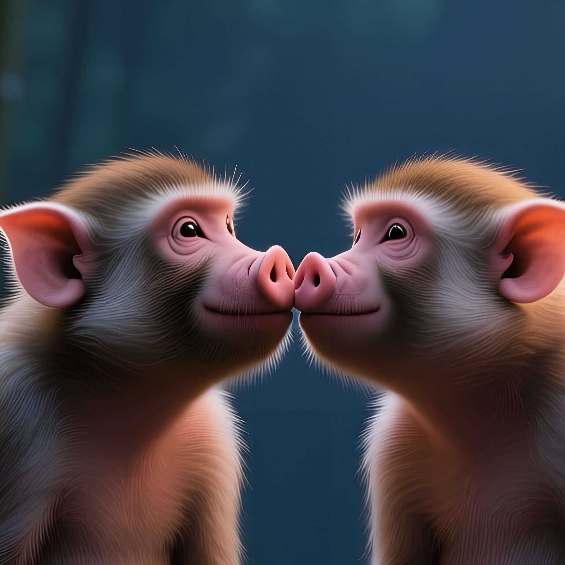 A Quiet Evening In A Bamboo Forest Clearing, Two Pig Tailed Macaques Sit Cross‑Legged On A Fallen - Full Resolution Quality Preview