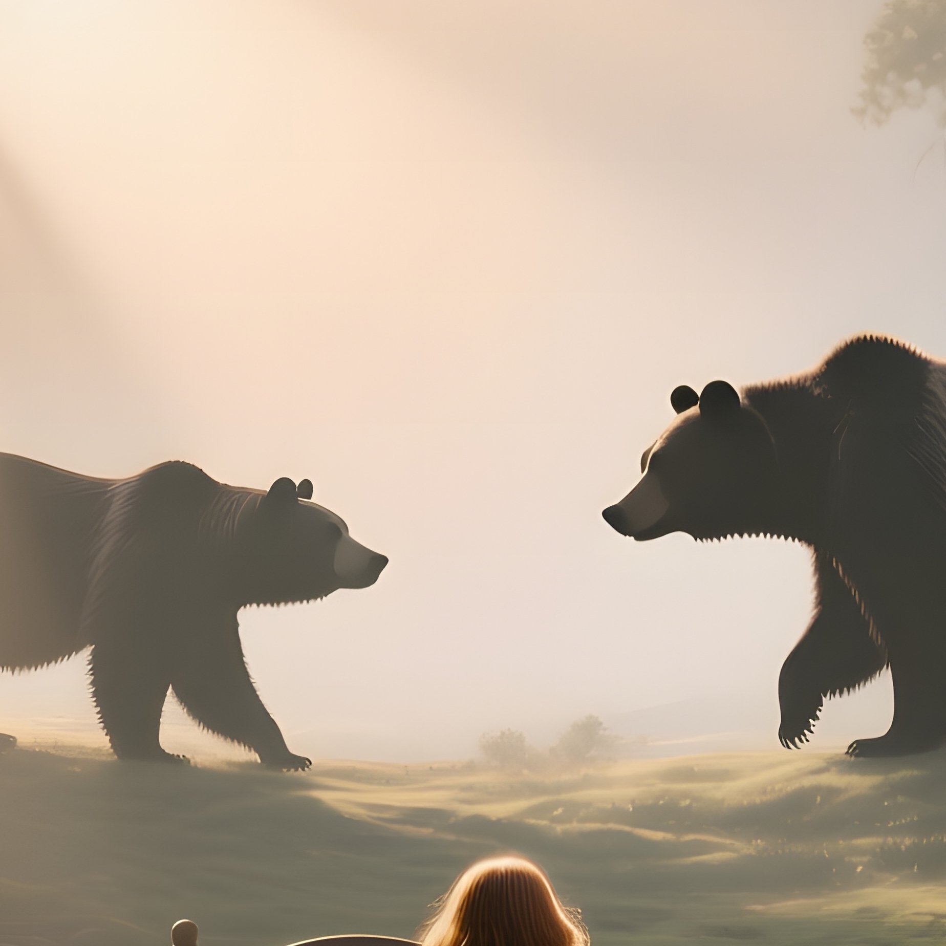 A Quiet Forest Glade At Dawn Where Goldilocks Discovers Three Beds, Sunlight Streaming Through - Full Resolution Quality Preview