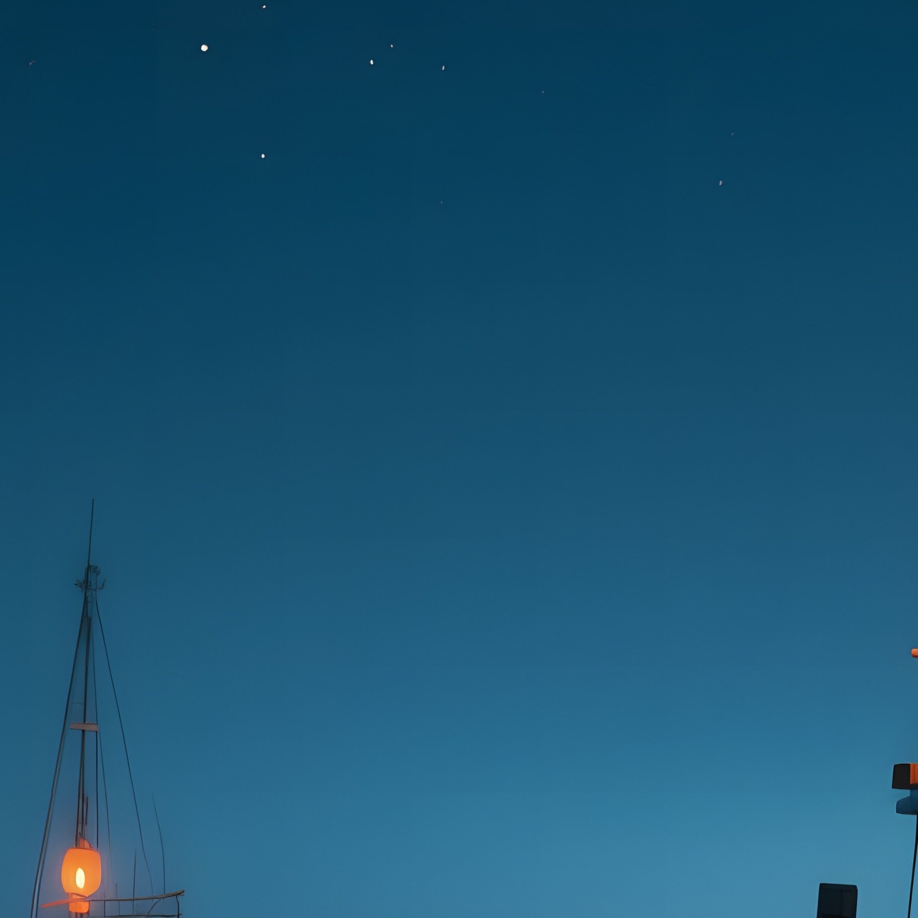 A Quiet Harbor At Night, Fishing Boats Bobbing Gently, Lanterns Hanging From Masts Emitting Warm - Full Resolution Quality Preview