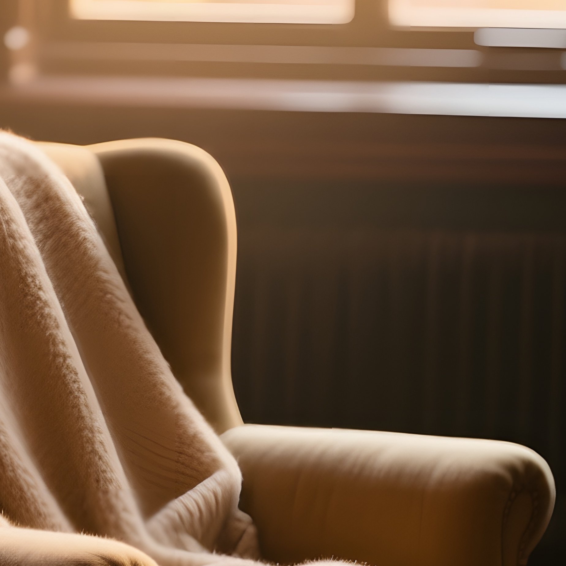 A Quiet Library Alcove Bathed In Golden Late‑Afternoon Light, Towering Bookshelves, A Plush - Full Resolution Quality Preview