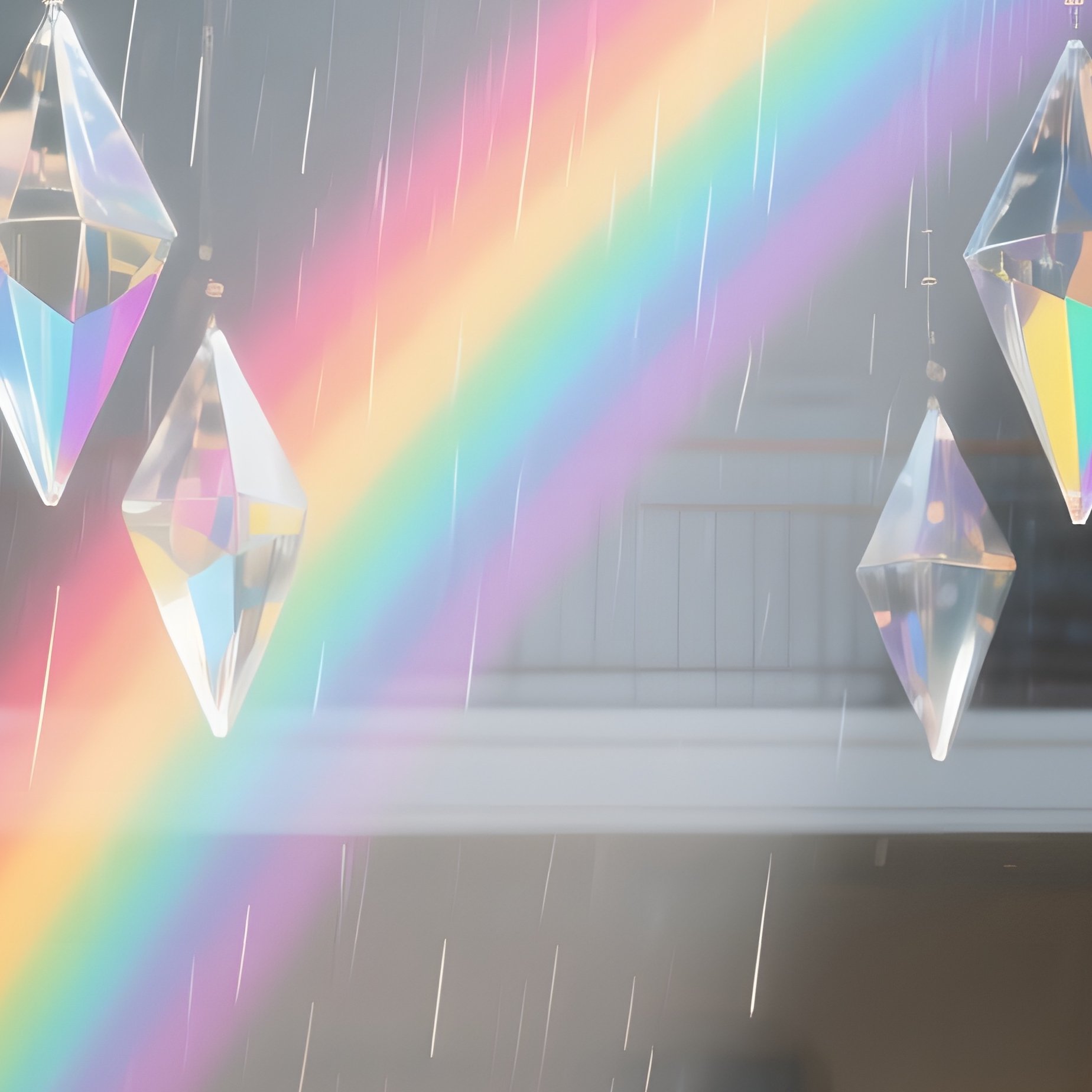 A Quiet Library Mezzanine Where A Series Of Suspended Glass Prisms Refract Natural Light Into - Full Resolution Quality Preview